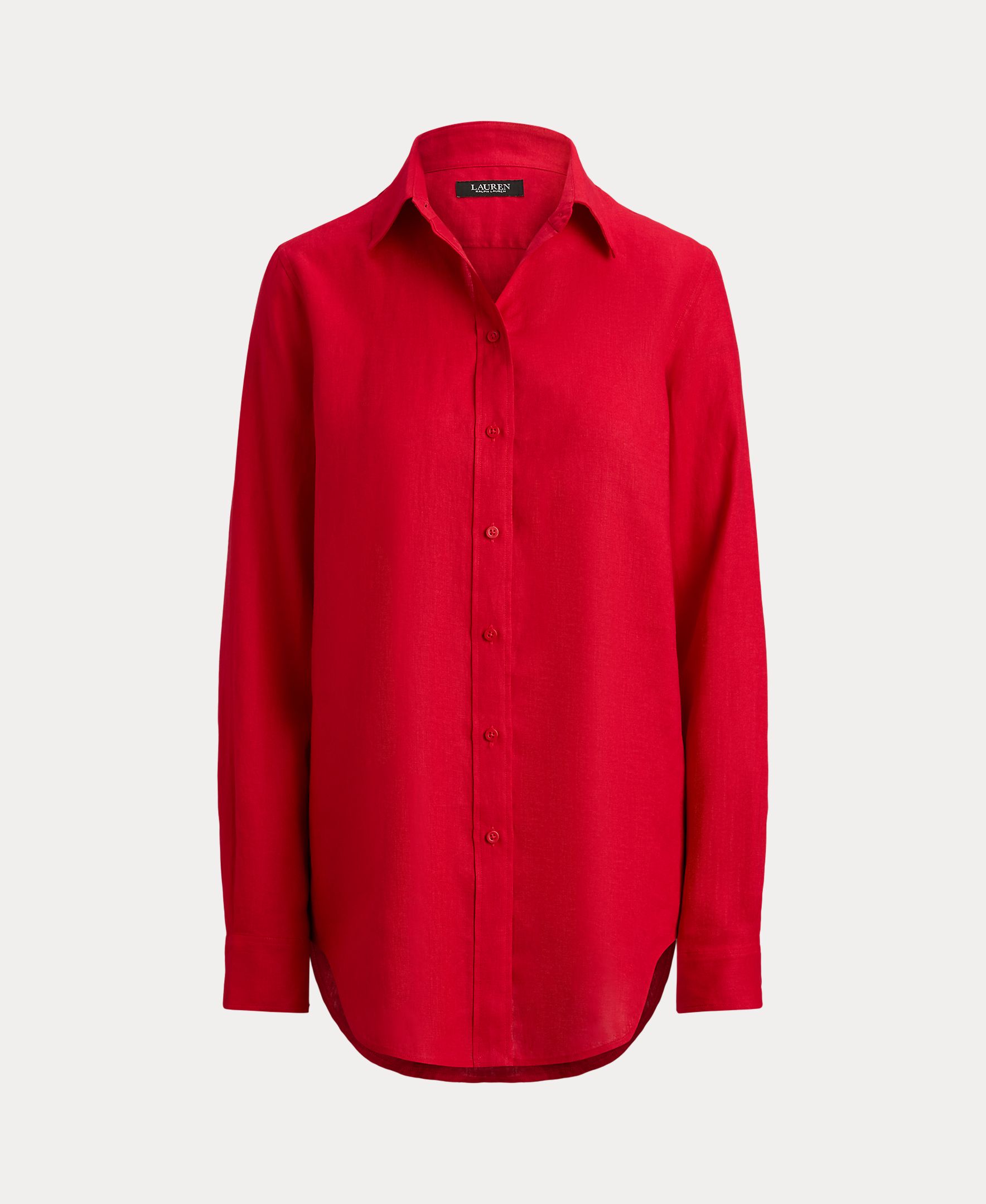 Camisa Lisa de Linho Vermelho-4