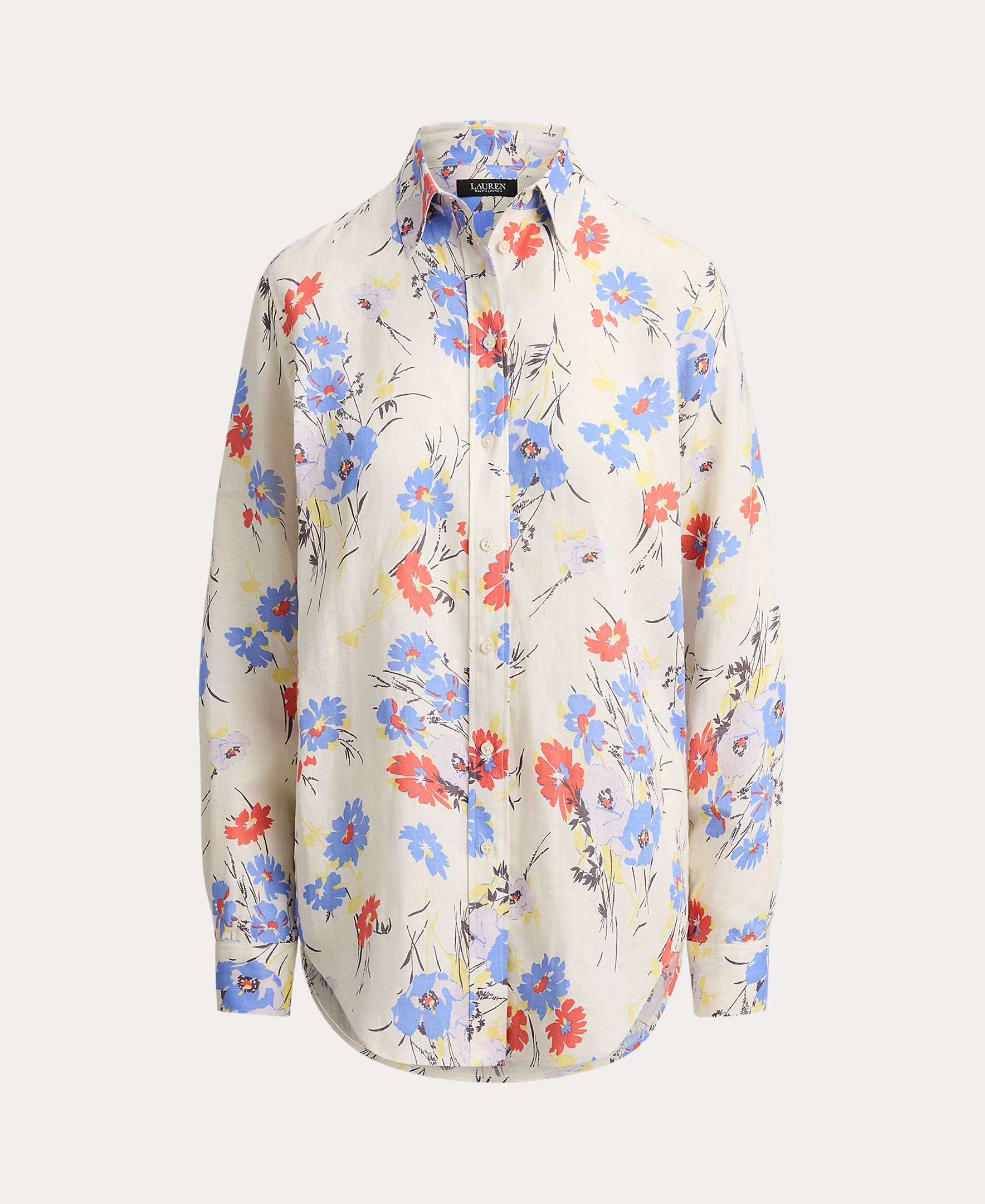 Camisa de linho estampada Multicolor-4