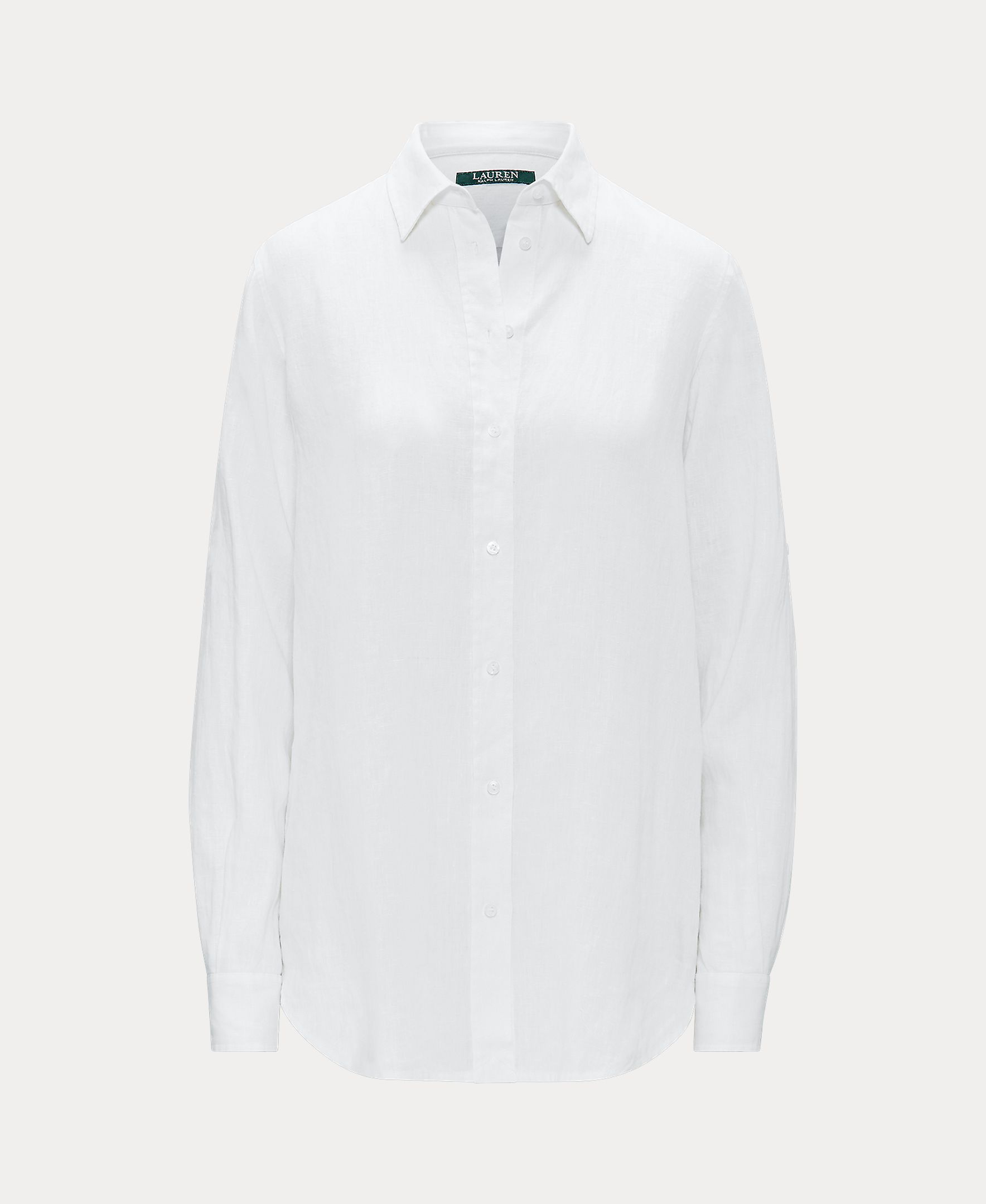 Camisa de linho de mulher Branco-5