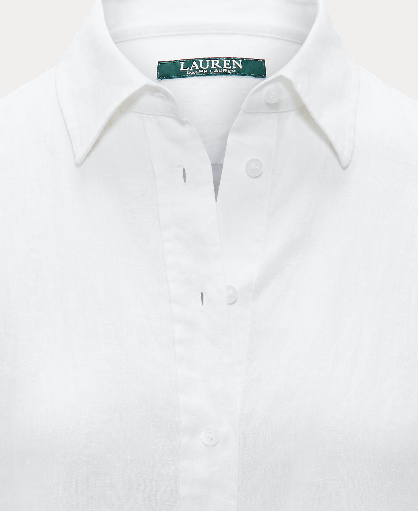 Camisa de linho de mulher Branco-6