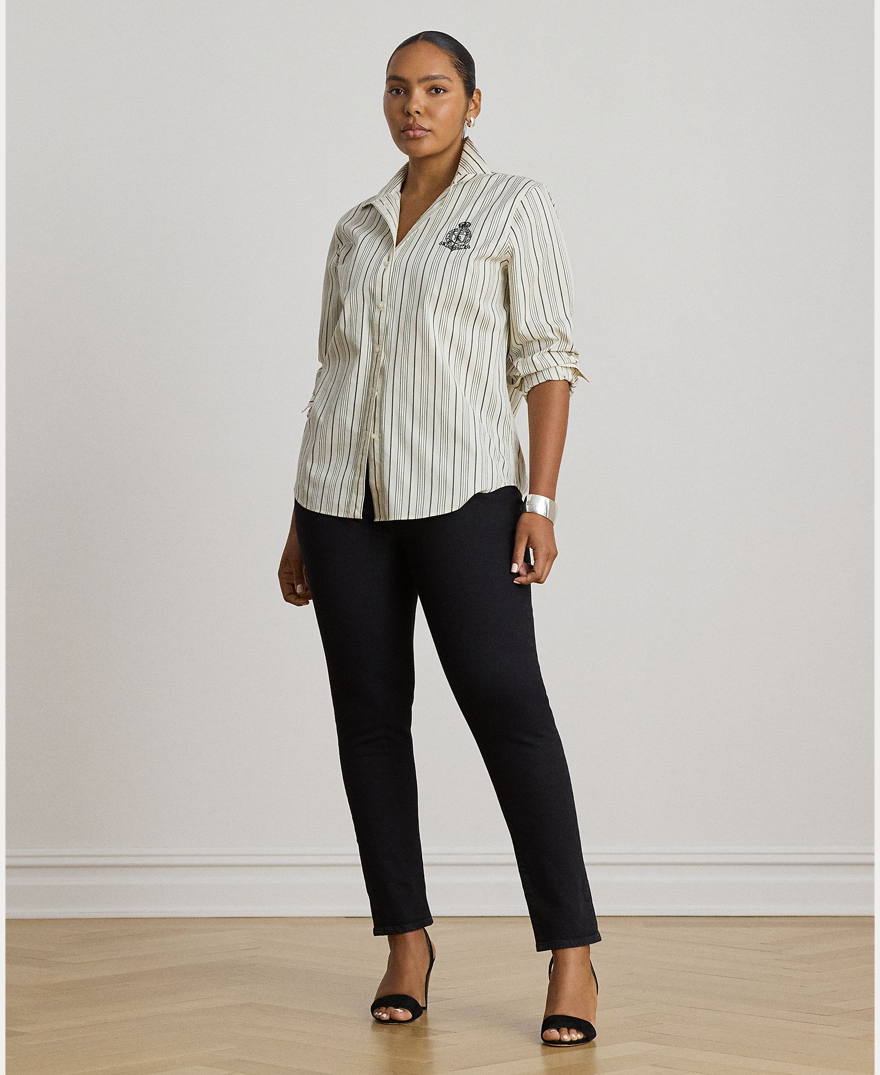 Camisa de Pano às Riscas em Algodão Creme-8