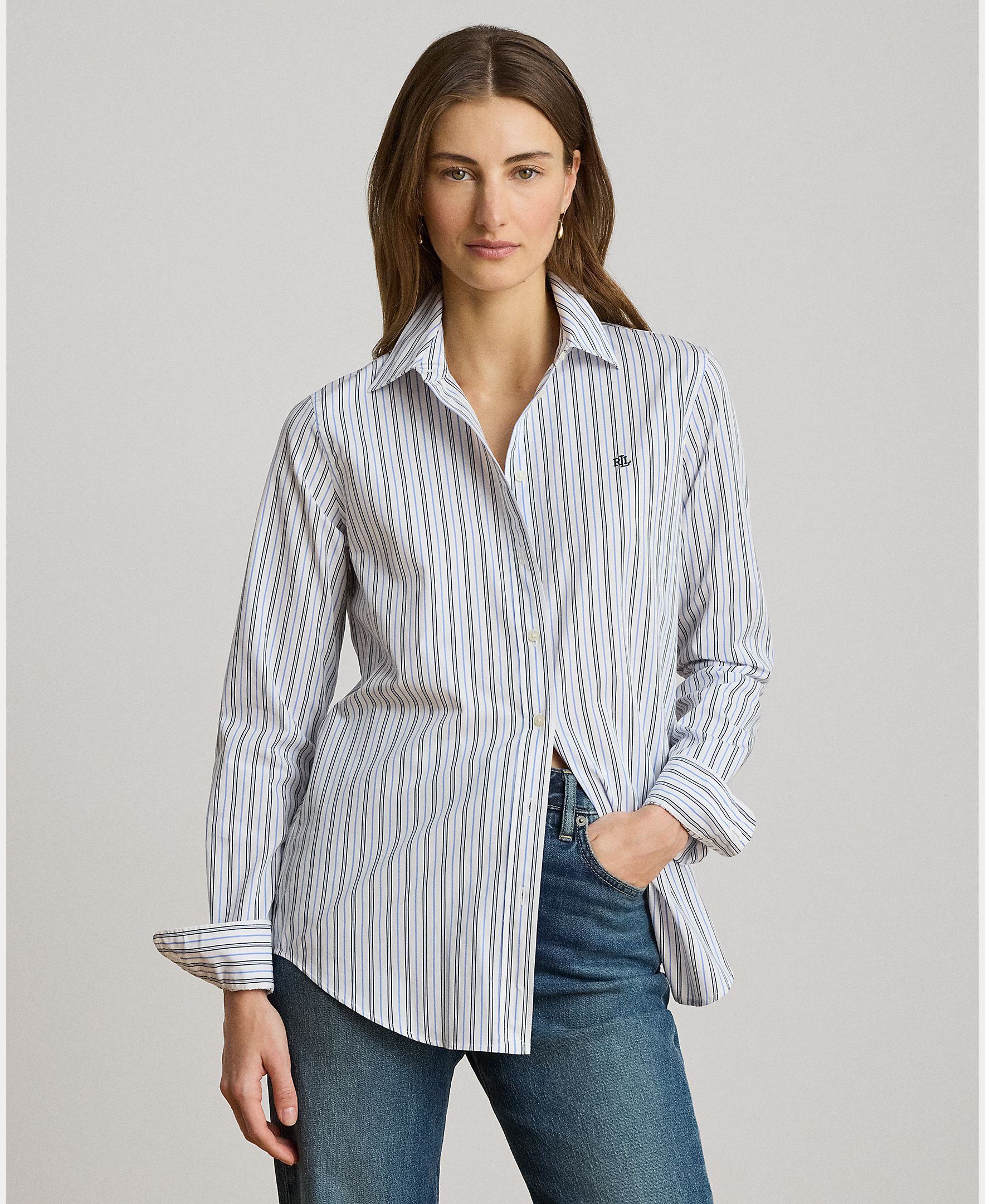 Imagem 0 de Camisa de Pano às Riscas em Algodão