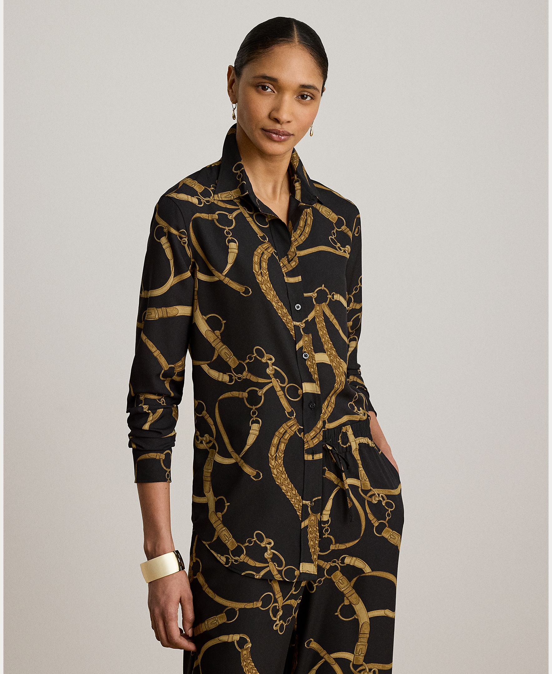 Lauren Ralph Lauren - Camisa de mujer de punto estampada.
