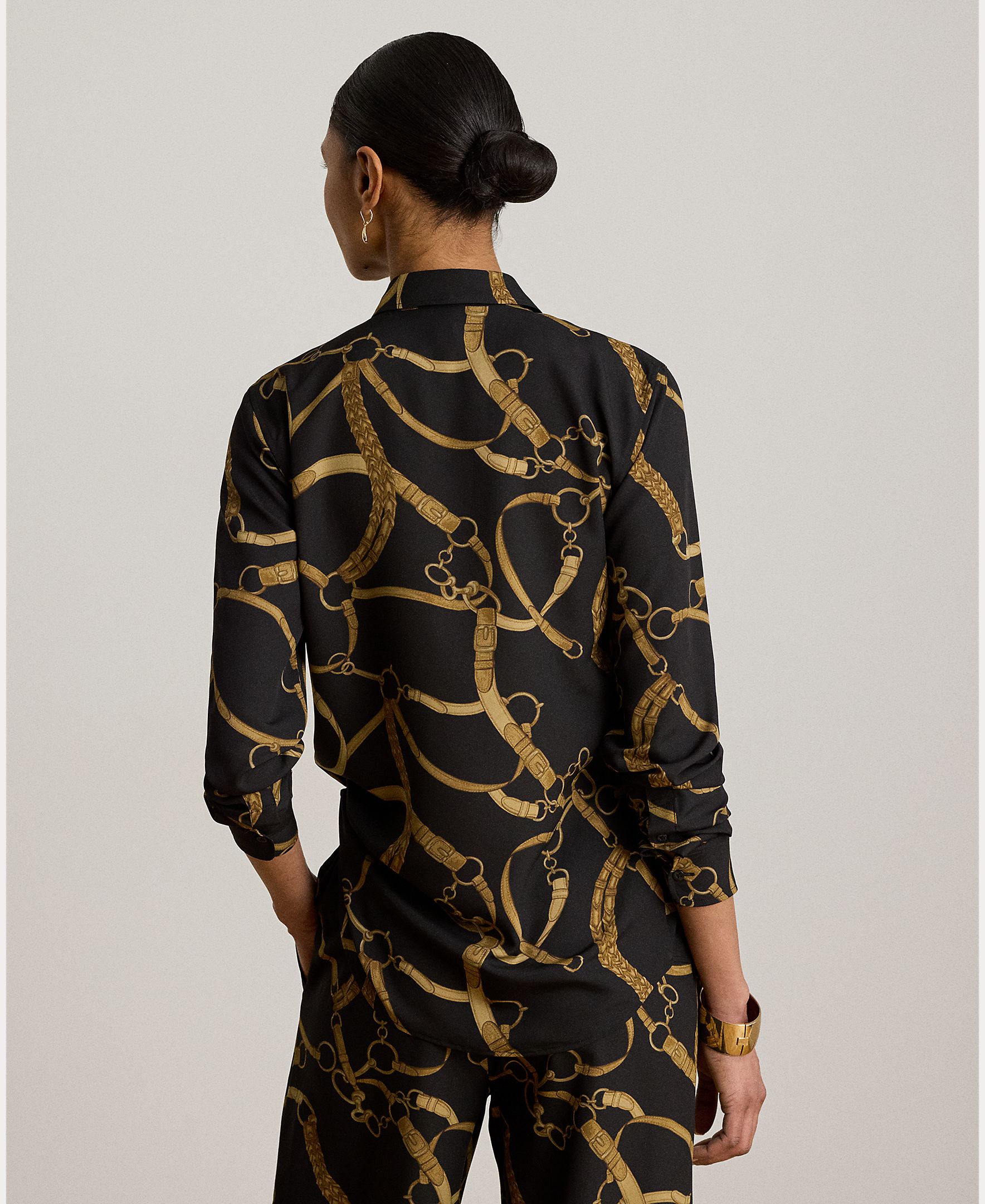 Camisa de Malha Estampada Preto-3