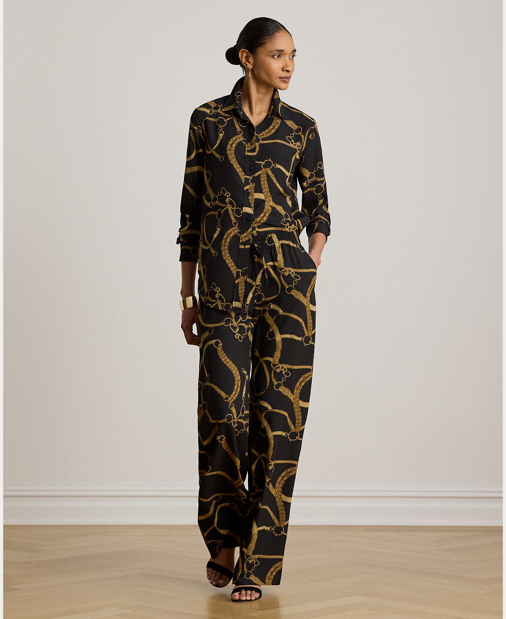Camisa de Malha Estampada Preto-6