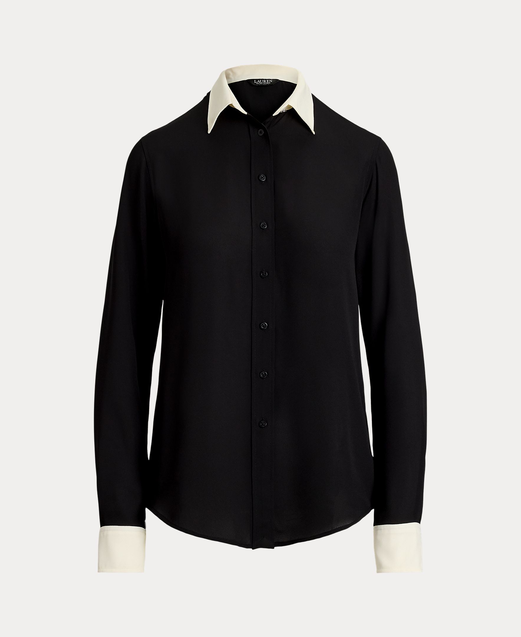 Camisa de mujer de georgette bitono Classic Fit - Lauren Ralph Lauren - Negro Negro-6