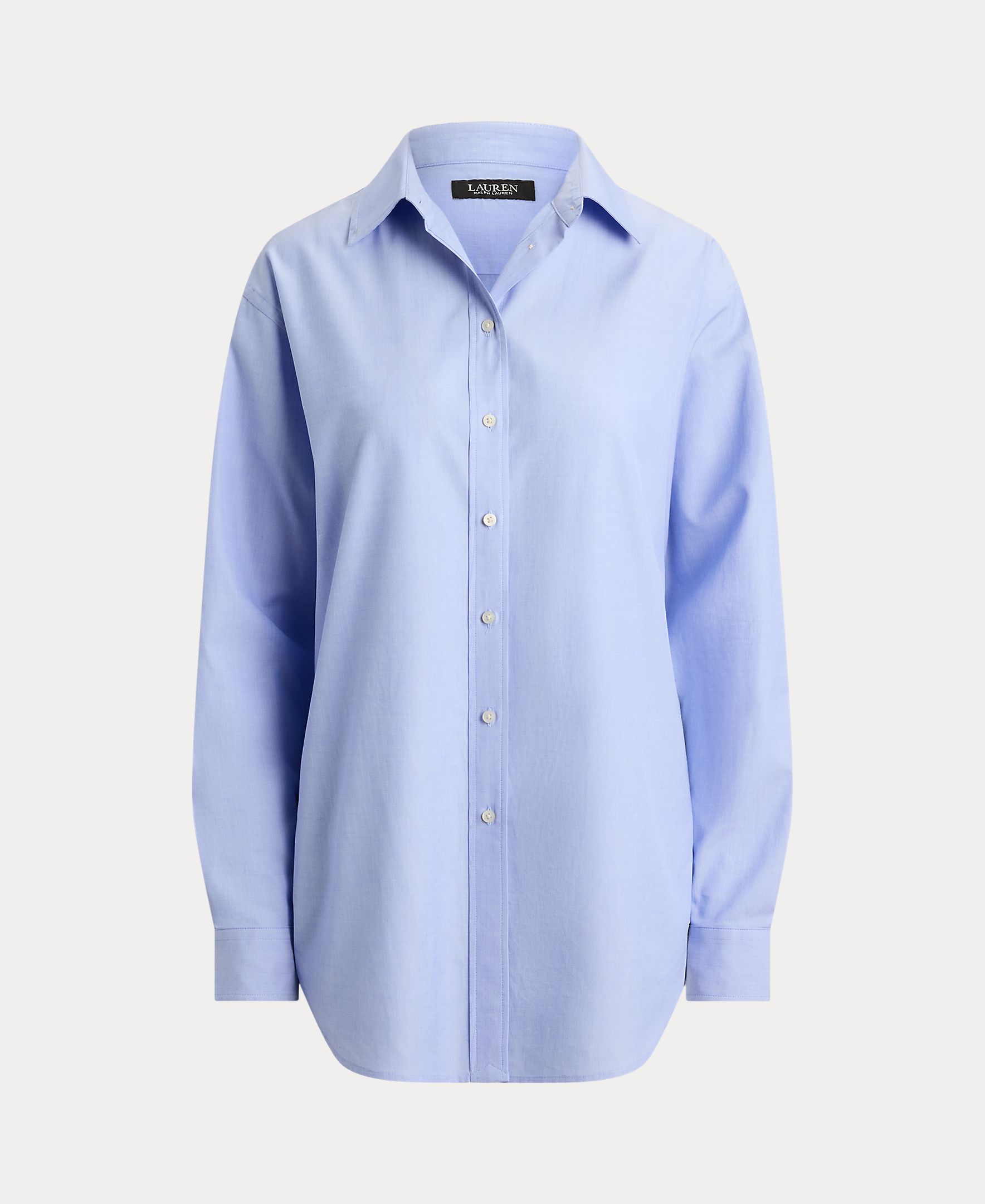 Camisa de algodão com manga comprida Azul-9