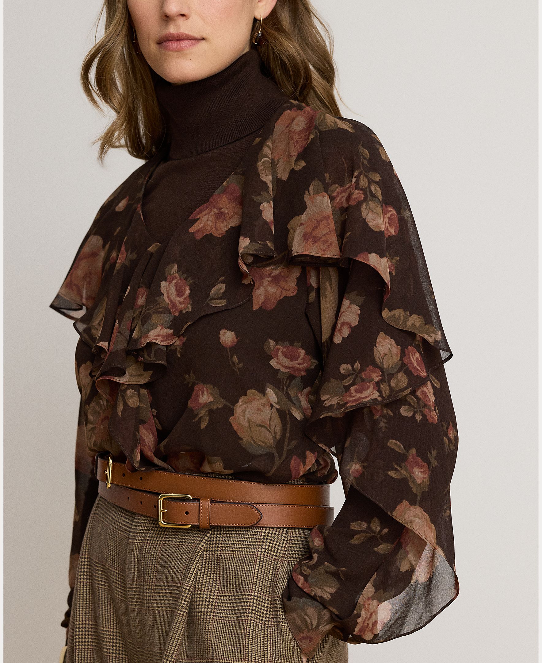Blusa de mujer vaporosa con flores disponible en tallas grandes - Lauren Ralph Lauren - Marrón Marrón-4