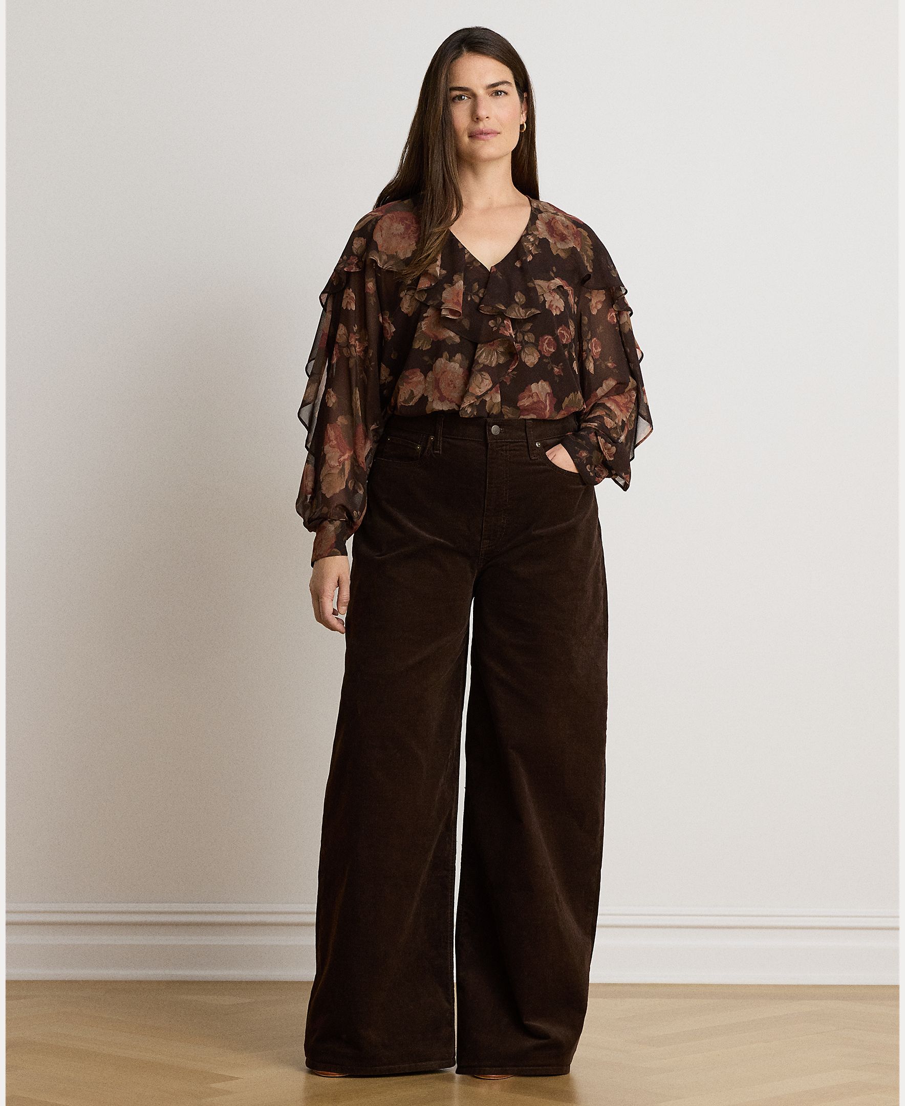 Blusa de mujer vaporosa con flores disponible en tallas grandes - Lauren Ralph Lauren - Marrón Marrón-8