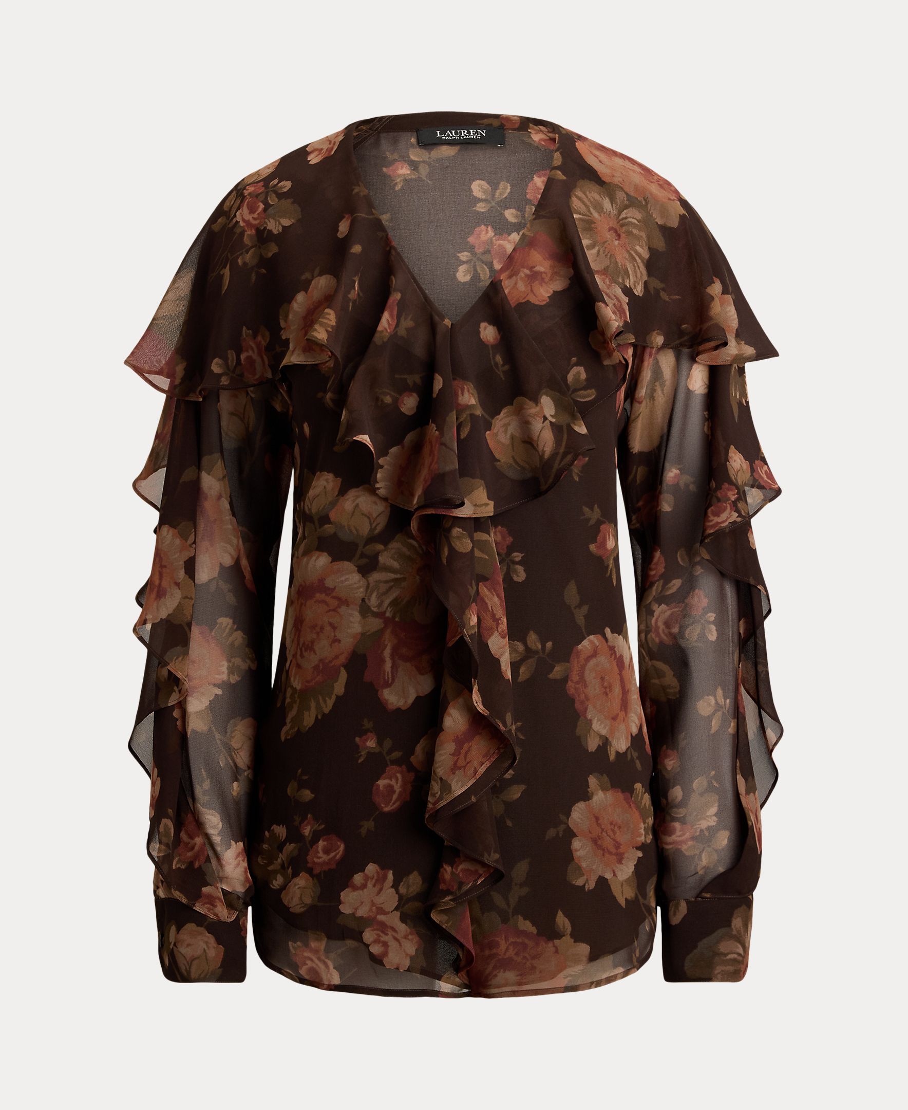 Blusa de mujer vaporosa con flores disponible en tallas grandes - Lauren Ralph Lauren - Marrón Marrón-9