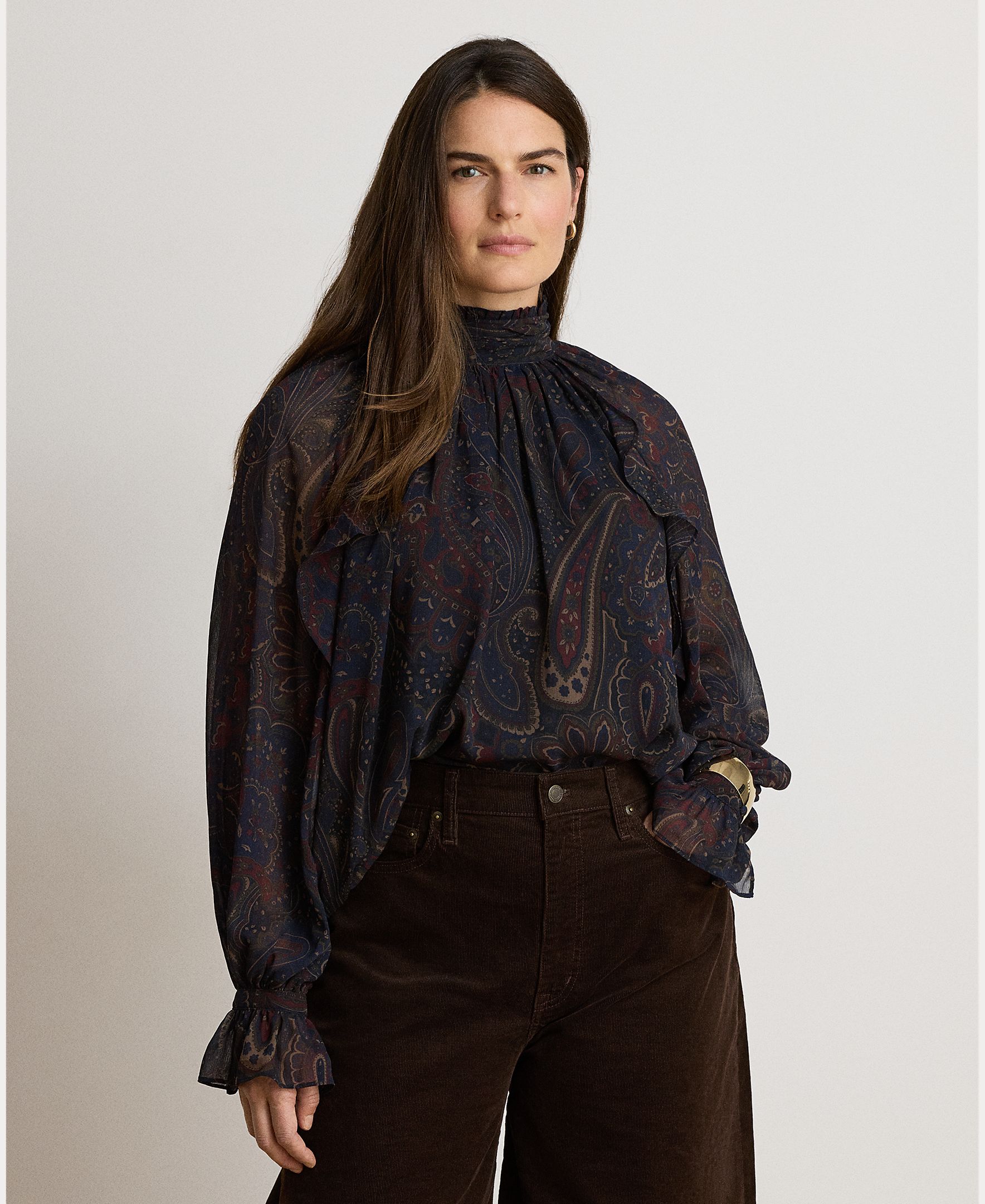 Blusa Estampada com Gola Alta, Disponível em Tamanhos Grandes Azul-marinho-5