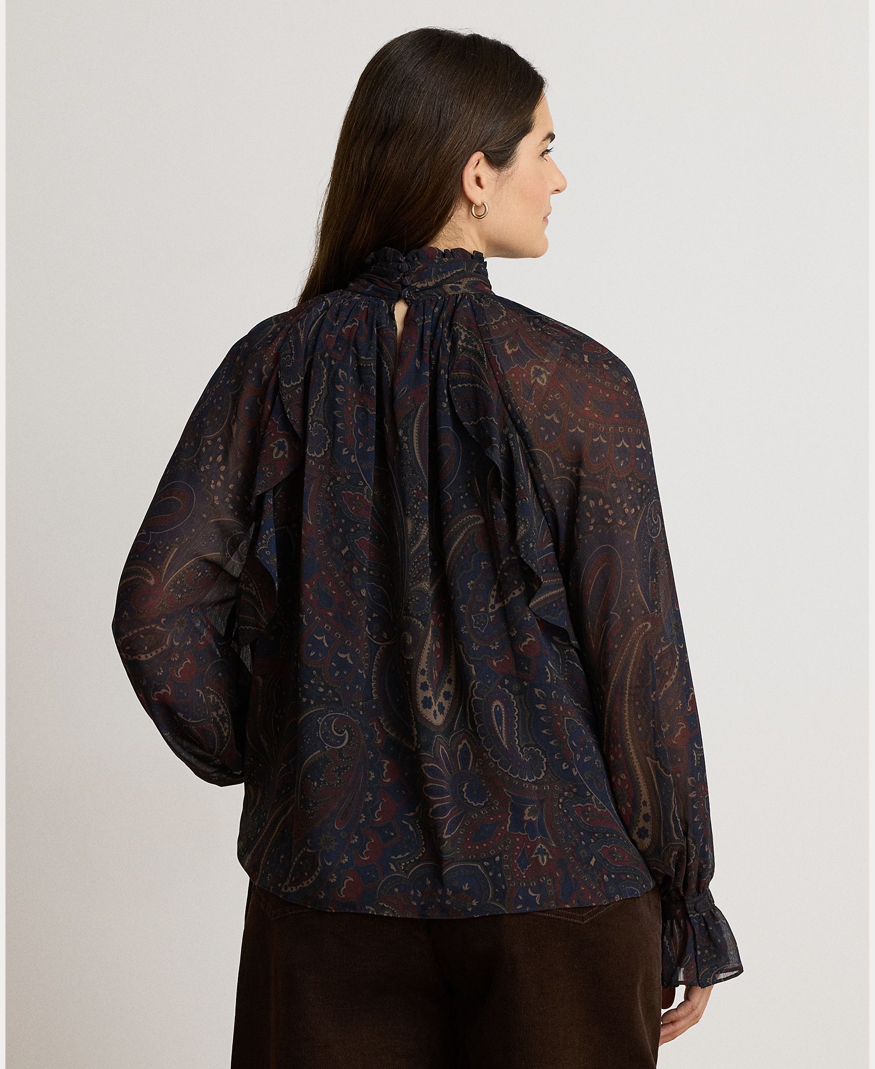 Blusa Estampada com Gola Alta, Disponível em Tamanhos Grandes Azul-marinho-6