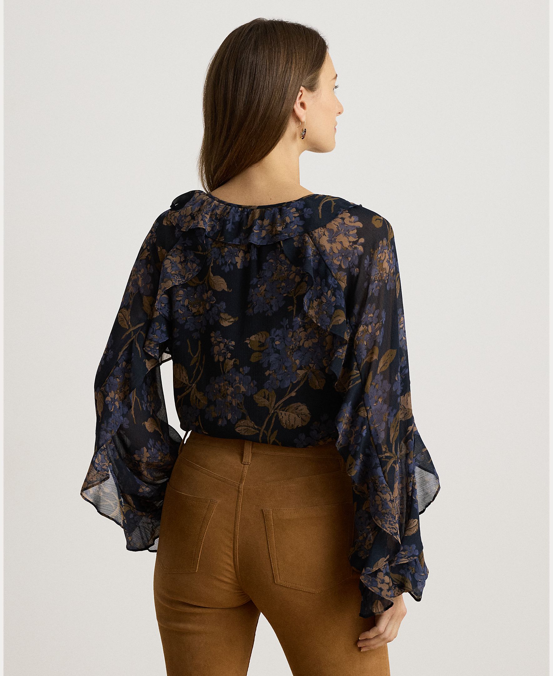 Blusa de Georgette Estampada, Disponível em Tamanhos Grandes Azul-marinho-3