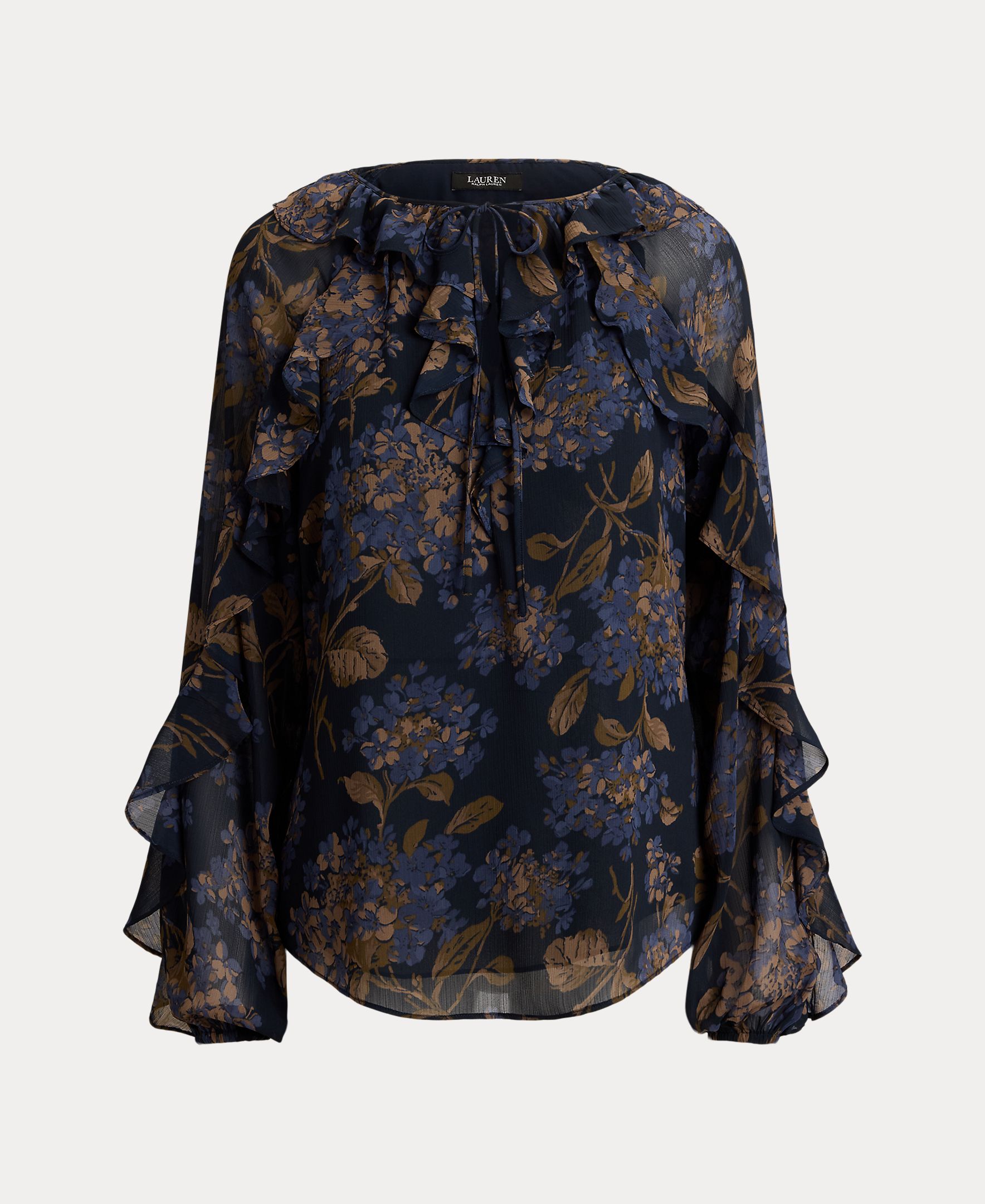 Blusa de Georgette Estampada, Disponível em Tamanhos Grandes Azul-marinho-5