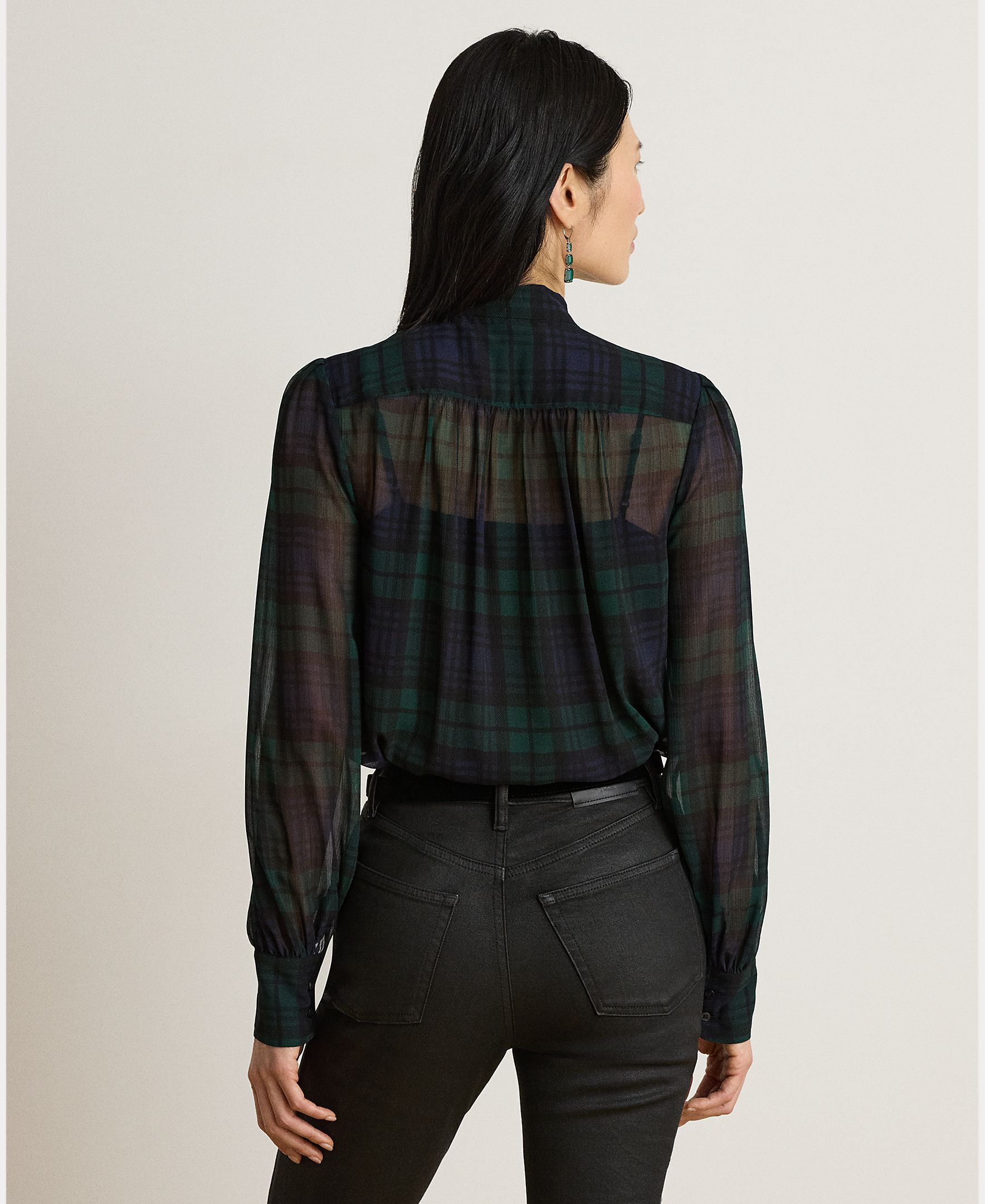 Blusa com Laço na Gola, Disponível em Tamanhos Grandes Azul-marinho-3
