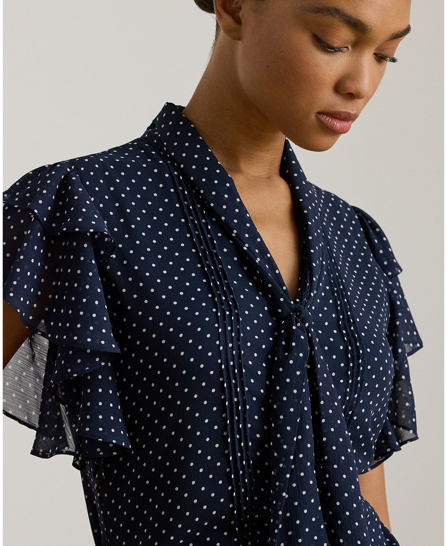 Blusa Vaporosa com Mangas com Folho Azul-marinho-3