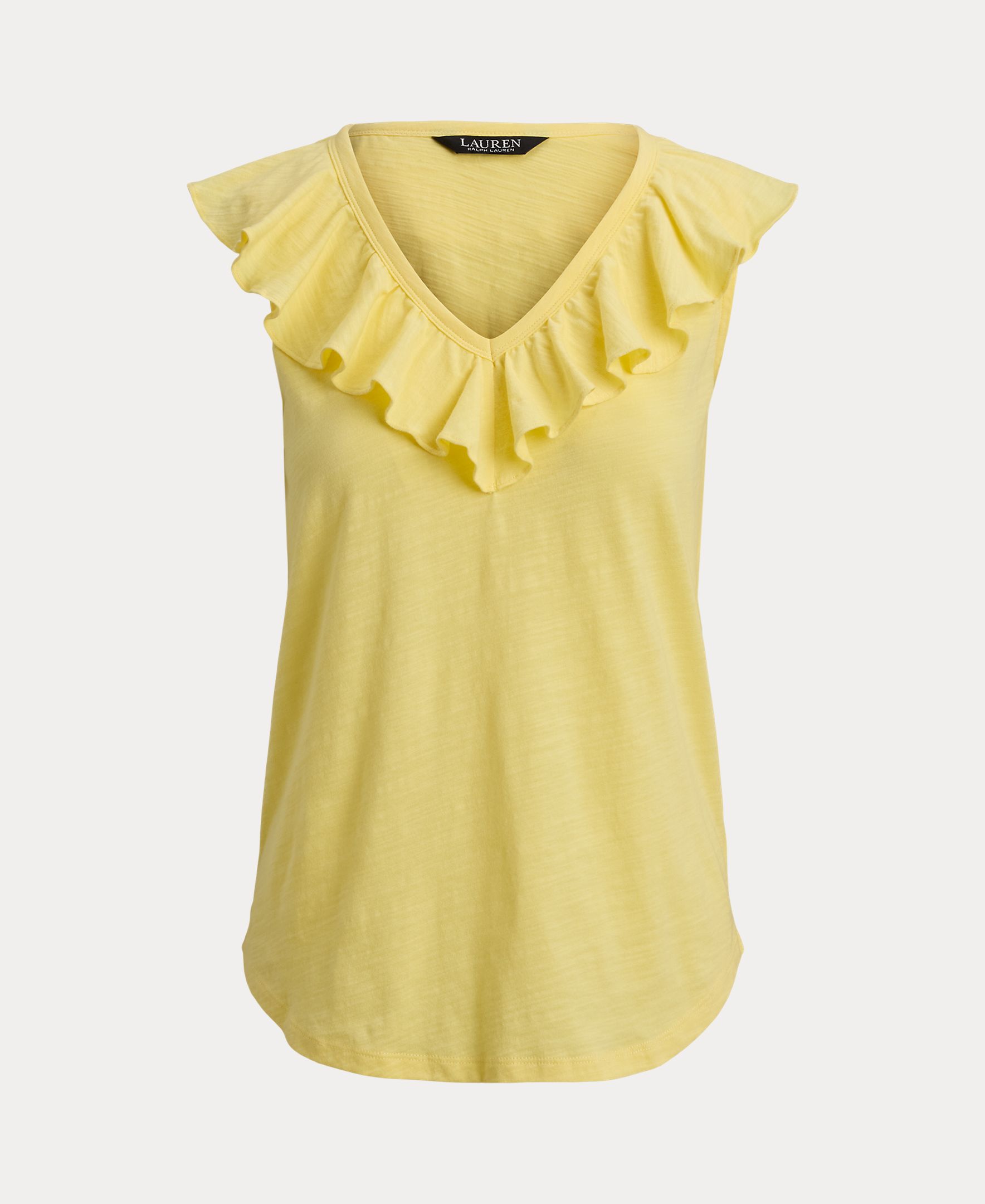 T-shirt de Algodão com Folhos Amarelo-4