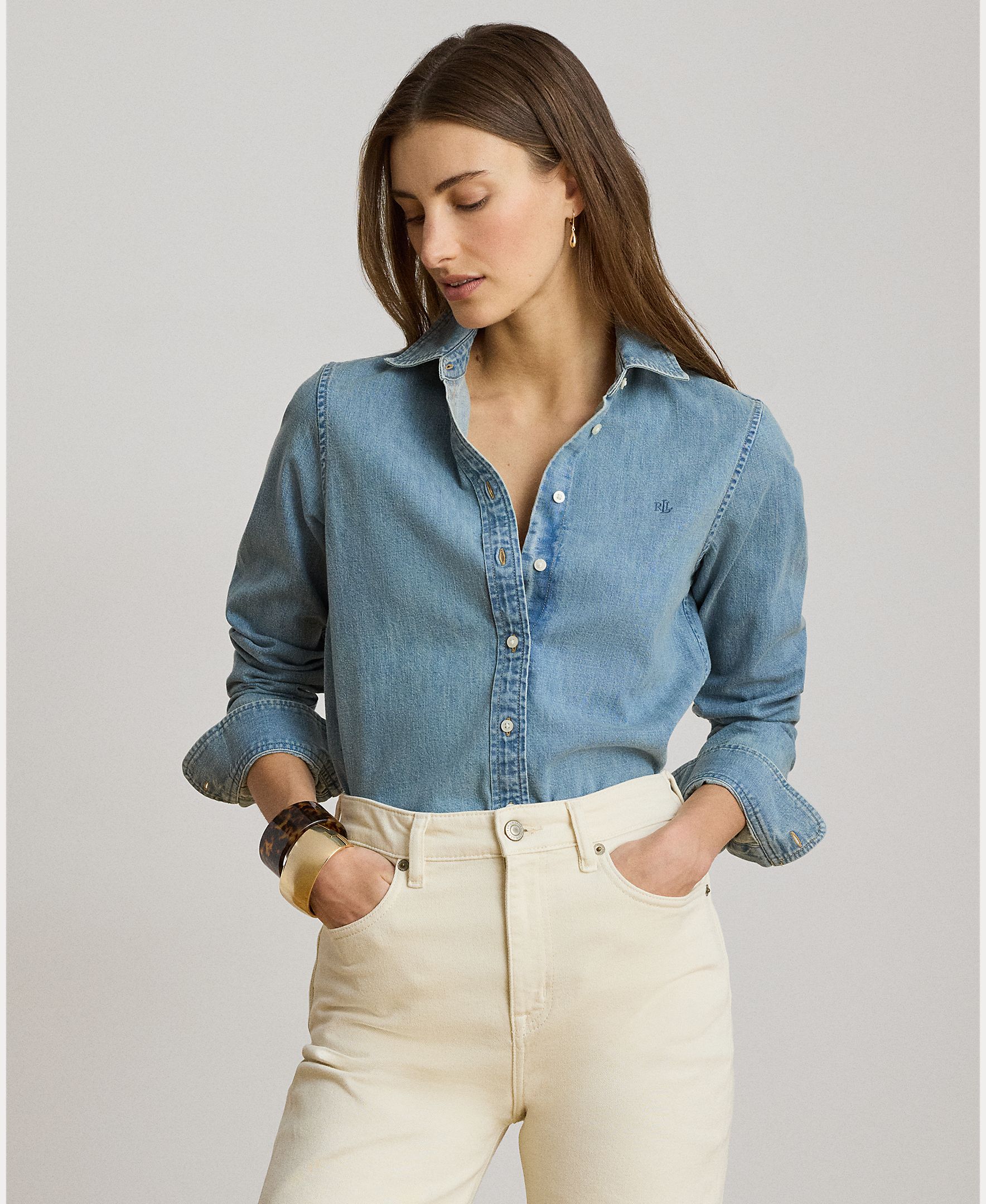 Lauren Ralph Lauren - Camisa de mujer de denim en algodón.