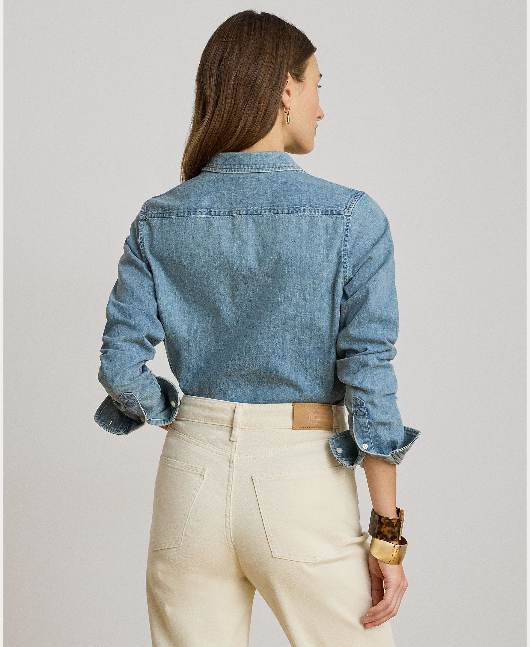 Camisa de Ganga de Algodão Azul-índigo-3