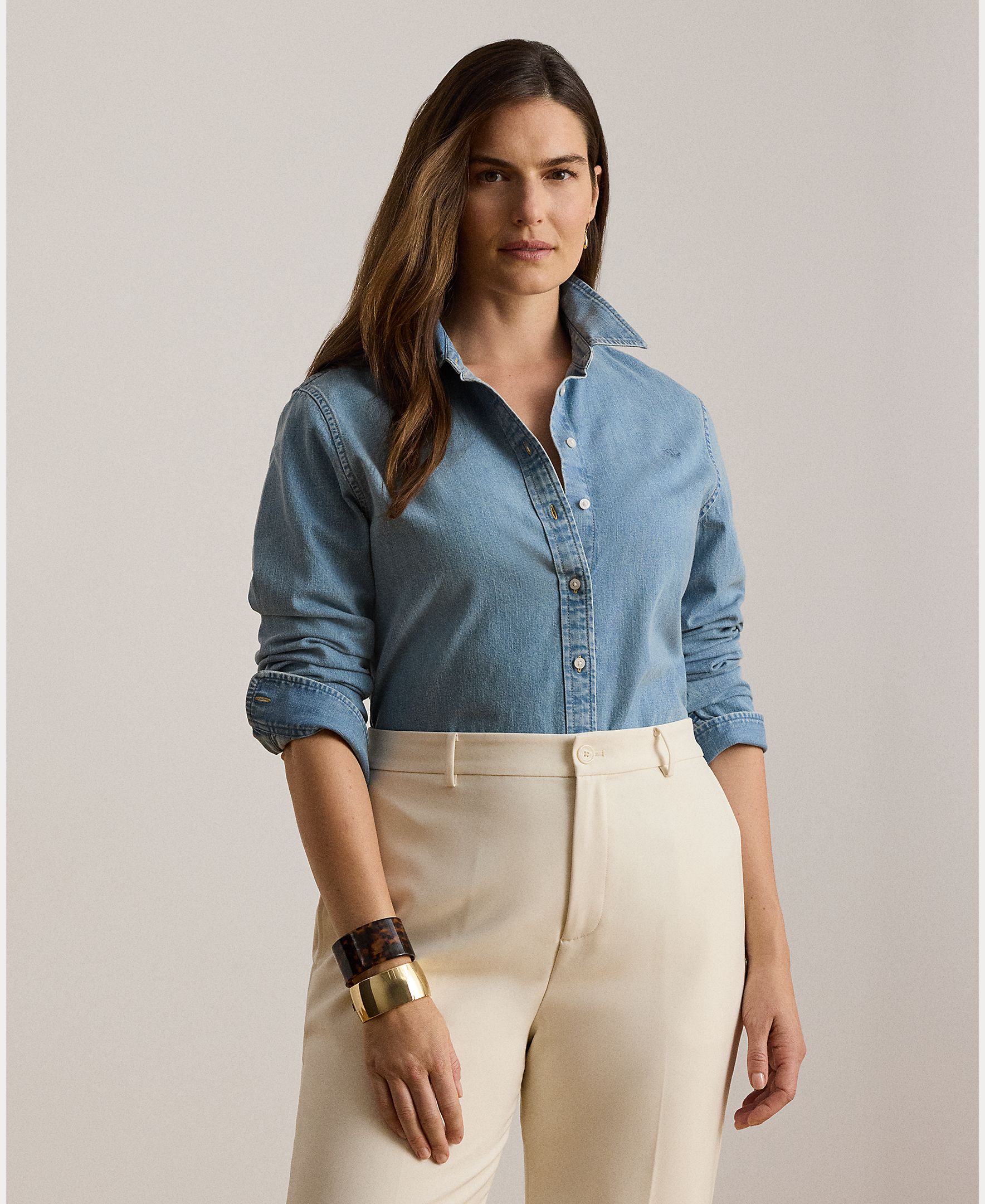 Camisa de Ganga de Algodão Azul-índigo-6