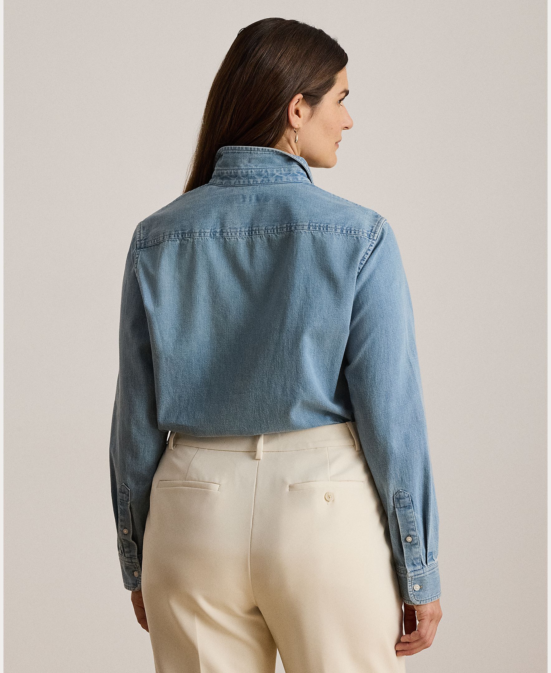 Camisa de Ganga de Algodão Azul-índigo-7