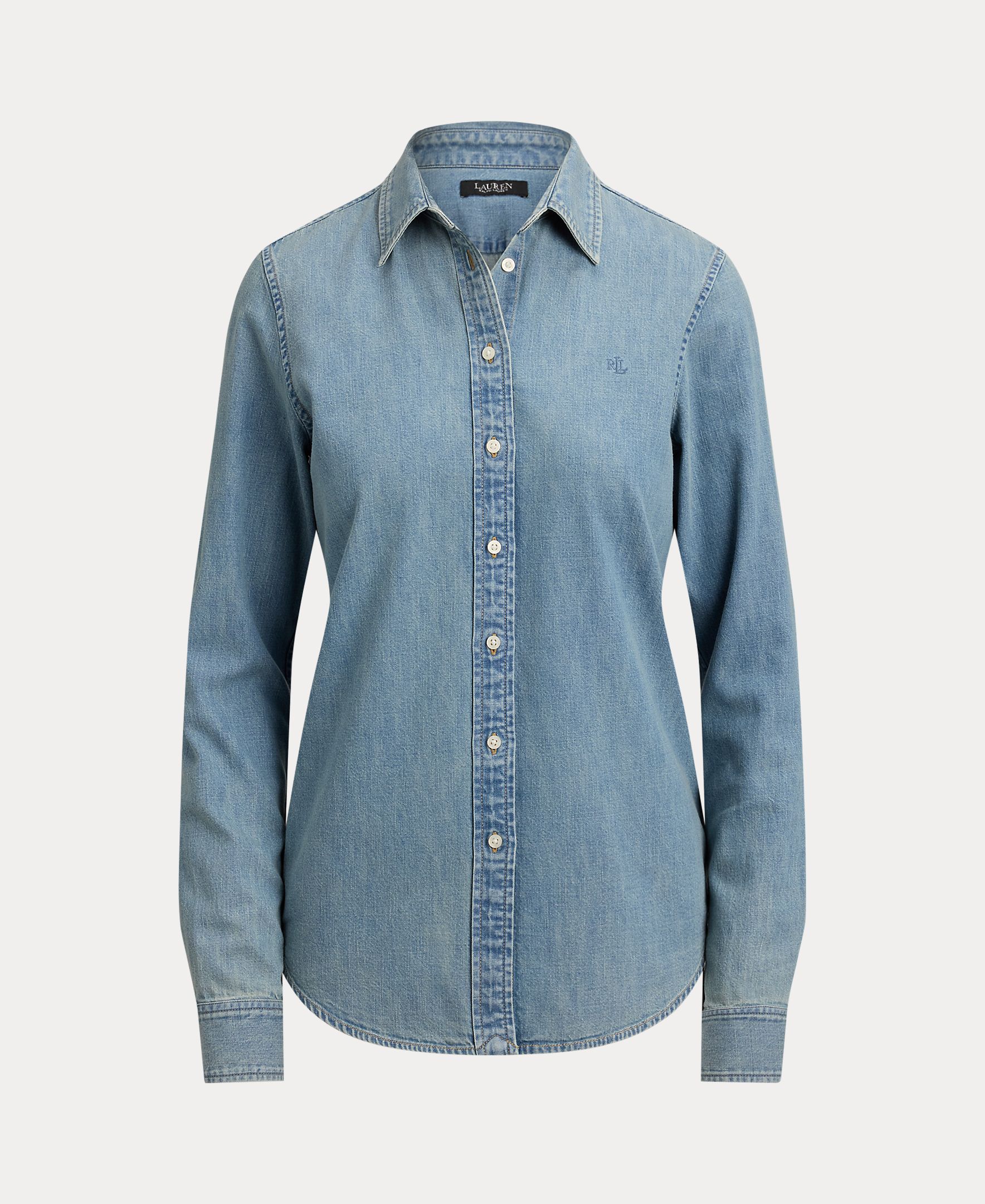 Camisa de Ganga de Algodão Azul-índigo-9