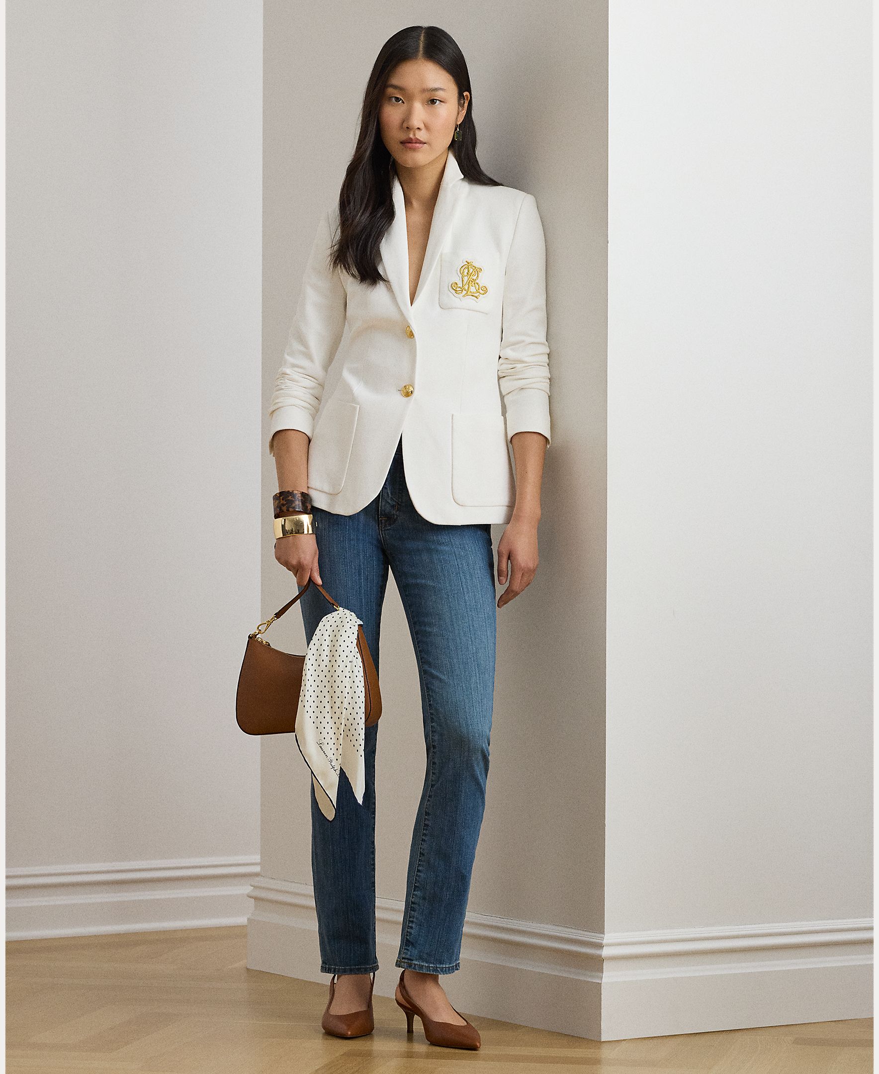 Blazer de Jacquard com Emblema Branco-5