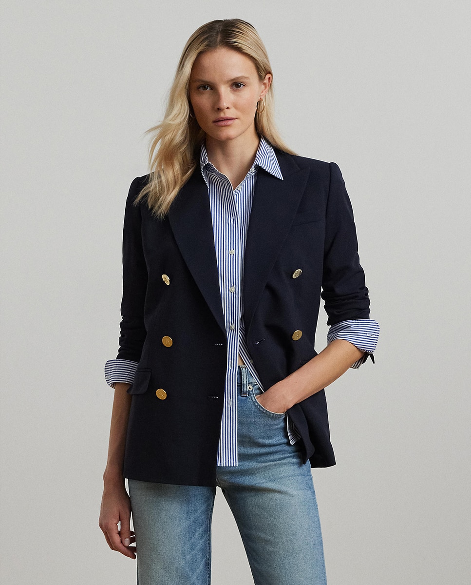 Blazer com Bolsos e Botões Azul-marinho-1
