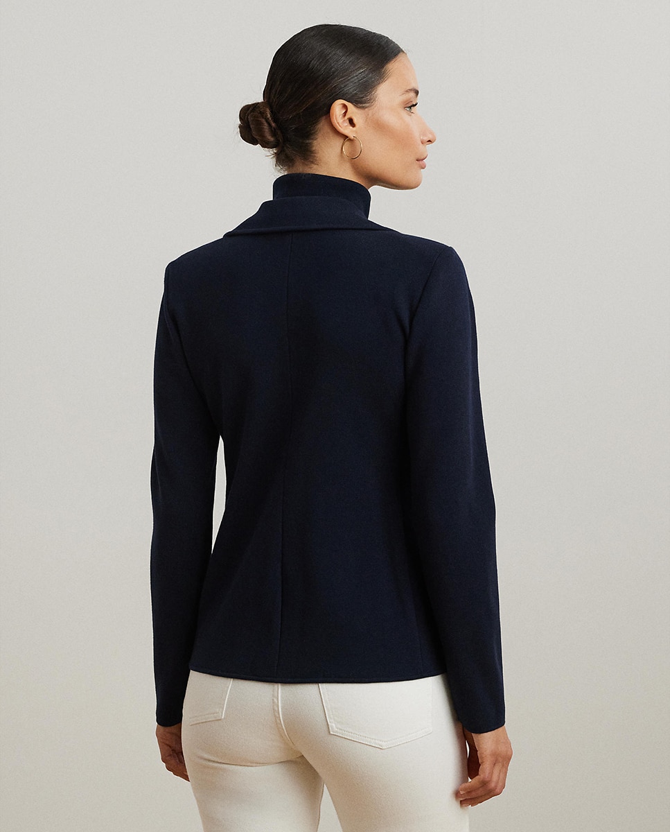 Blazer de Algodão com Abotoadura Simples Azul-marinho-3