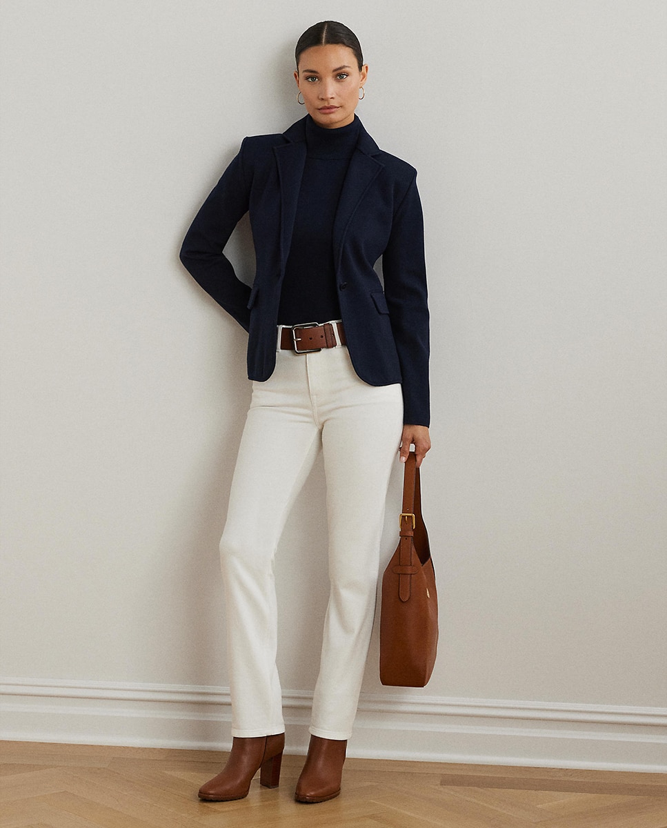 Blazer de Algodão com Abotoadura Simples Azul-marinho-6