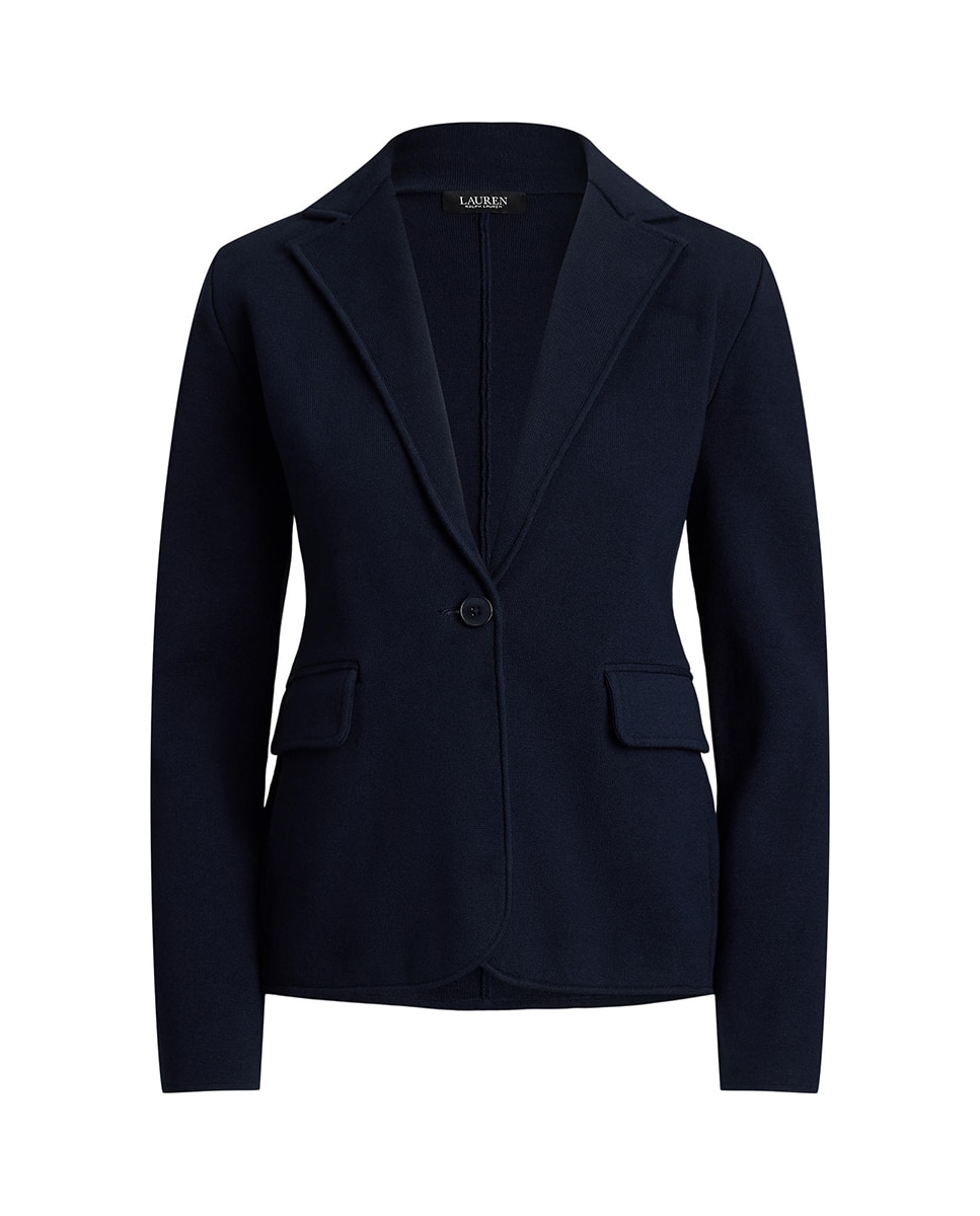 Blazer de Algodão com Abotoadura Simples Azul-marinho-5