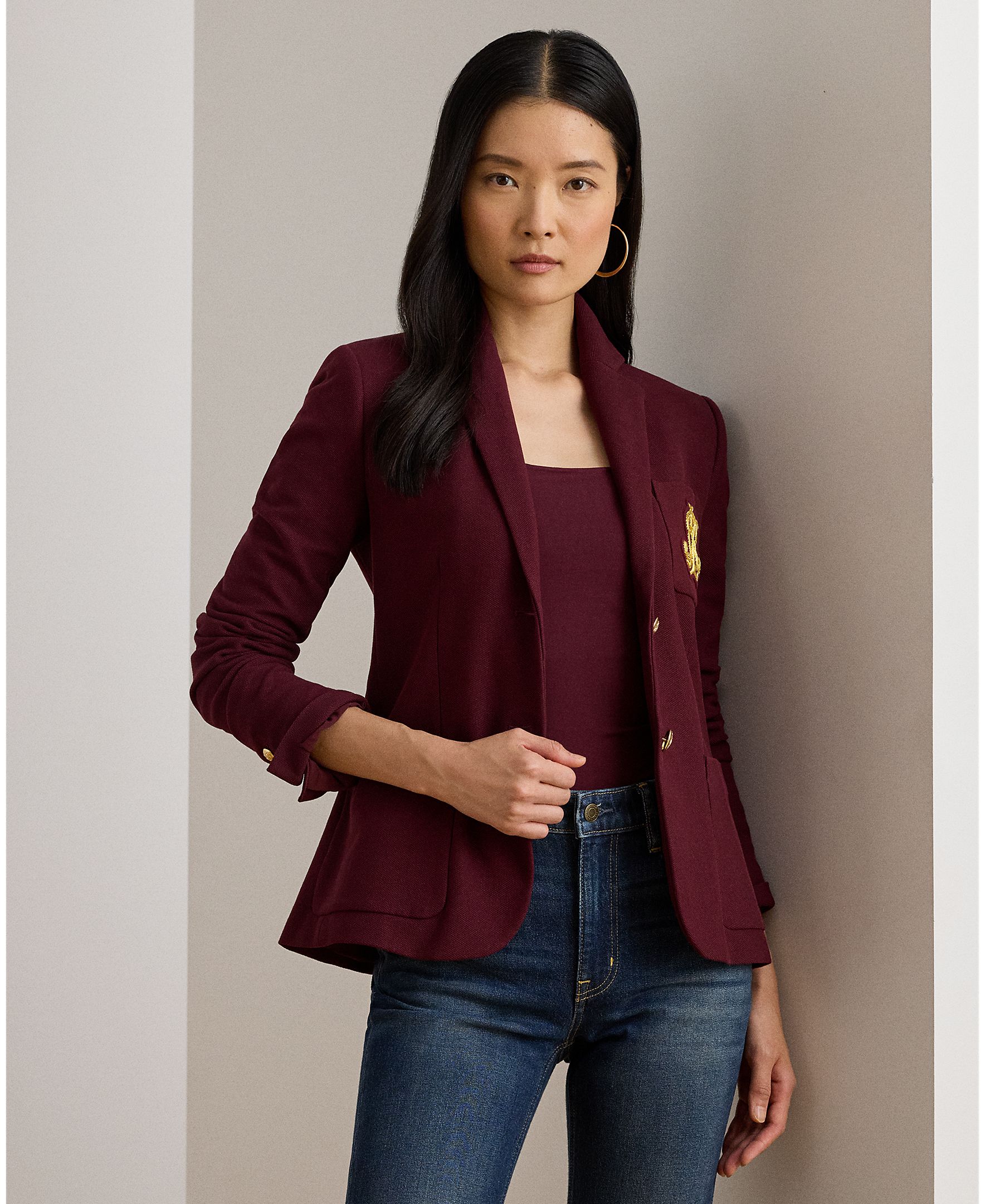 Imagem 0 de Blazer de Jacquard com Emblema