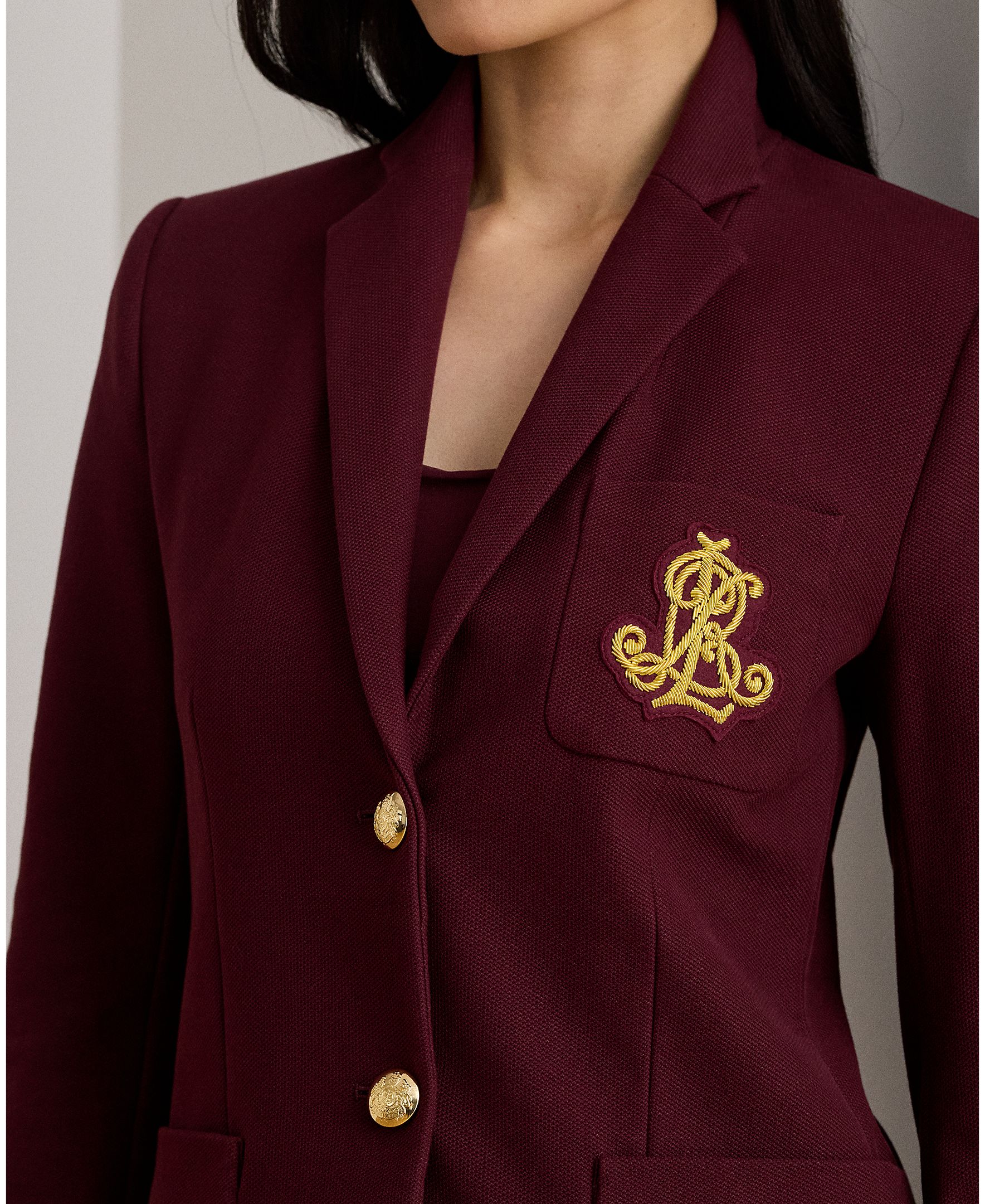 Blazer de Jacquard com Emblema Bordeaux-3