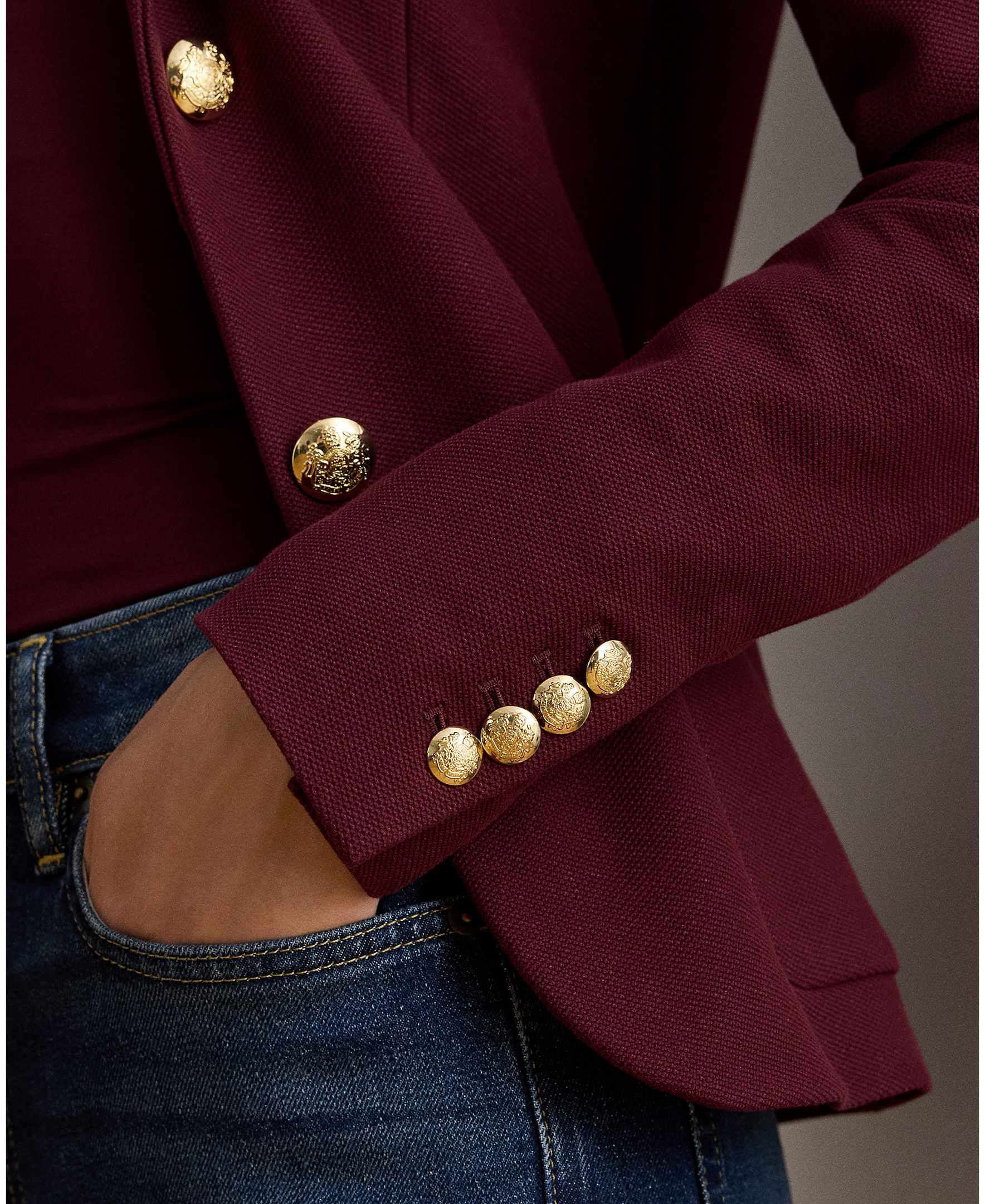 Blazer de Jacquard com Emblema Bordeaux-4