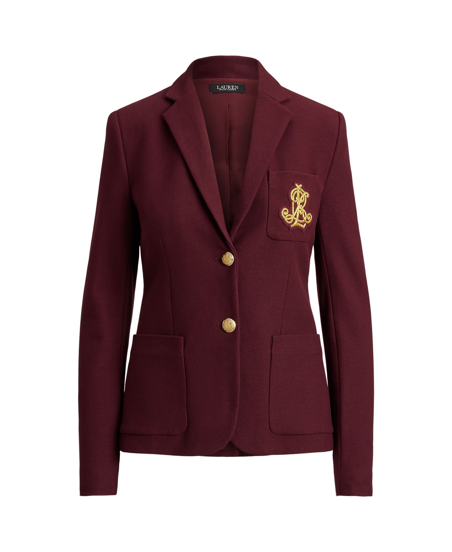 Blazer de Jacquard com Emblema Bordeaux-5
