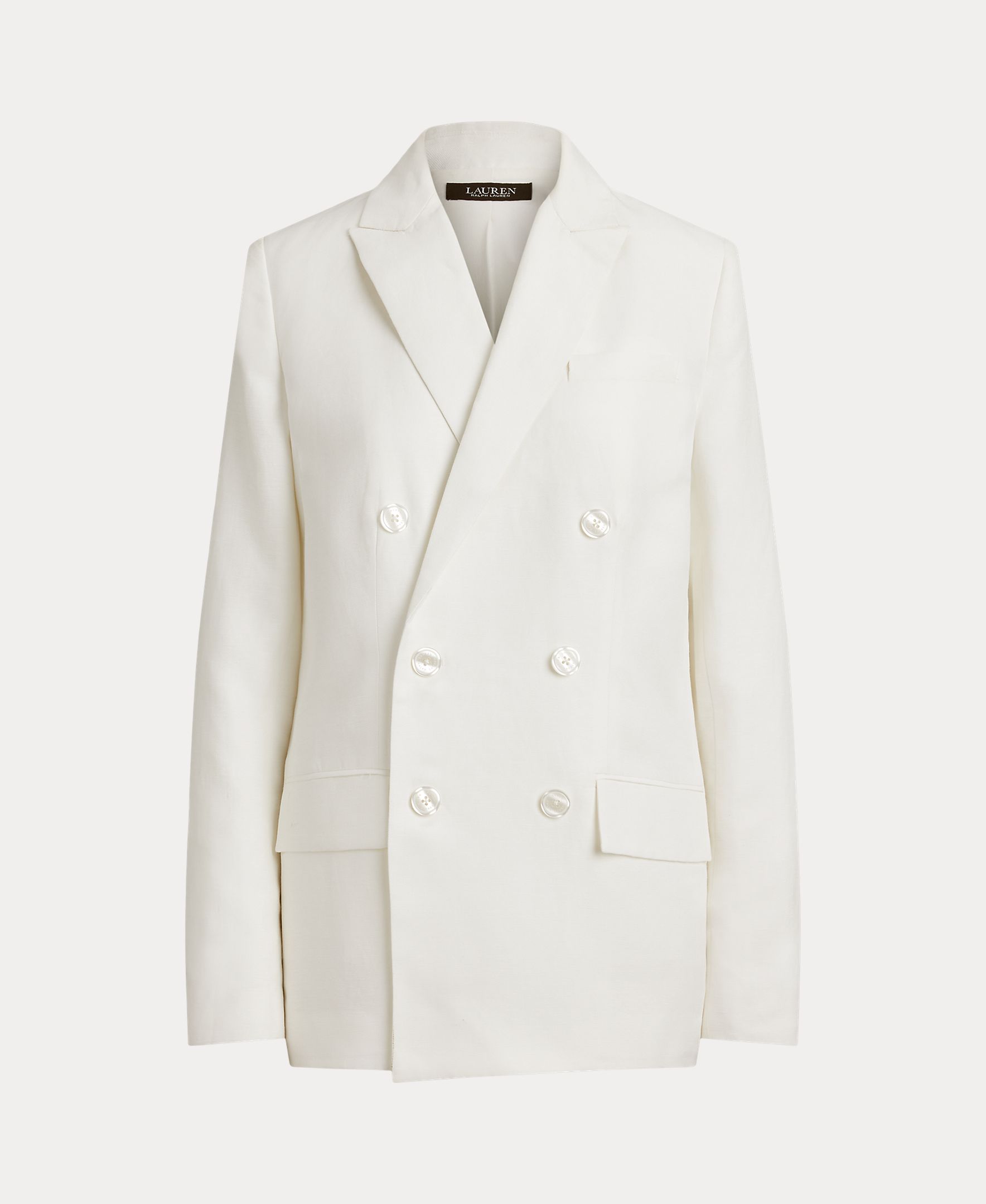 Blazer de Linho e Algodão com Abotoadura Dupla Branco-5