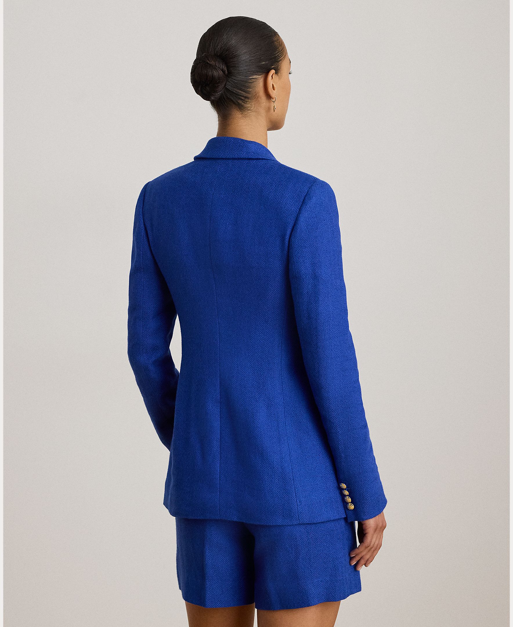 Blazer de Linho e Algodão com Abotoadura Dupla Azul-elétrico-2