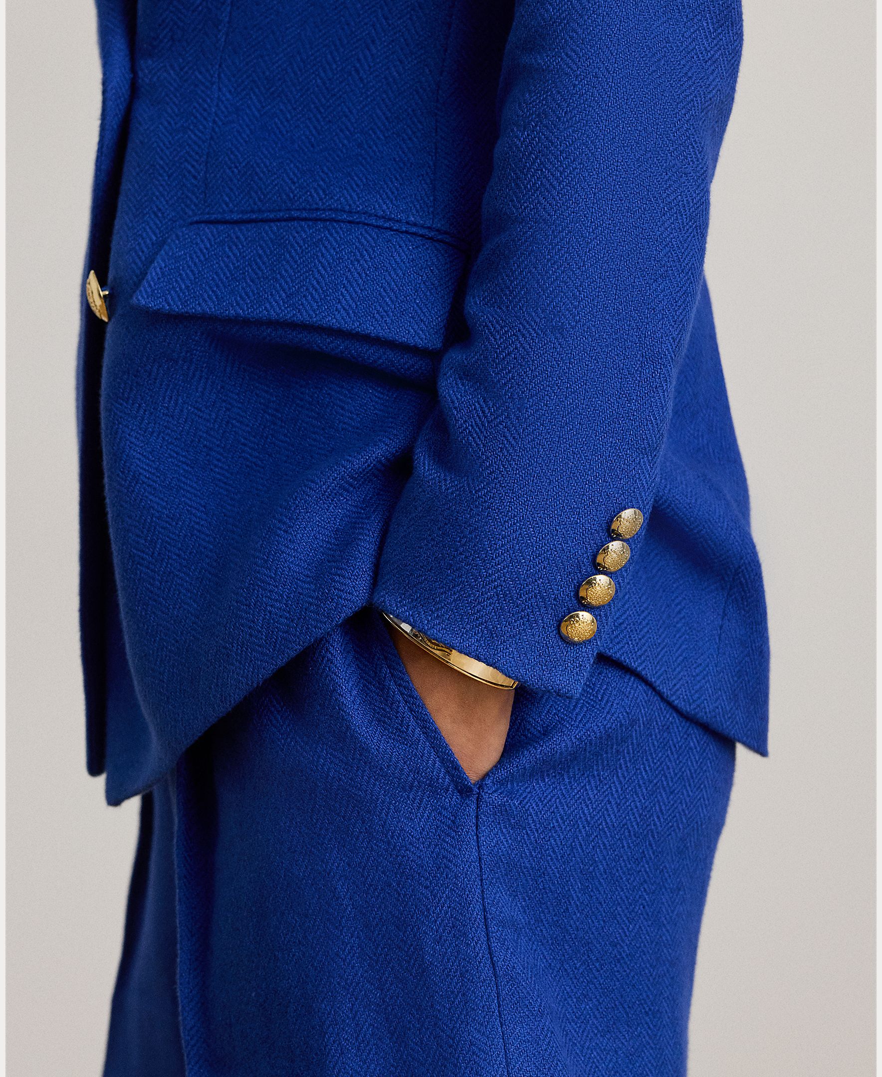 Blazer de Linho e Algodão com Abotoadura Dupla Azul-elétrico-3