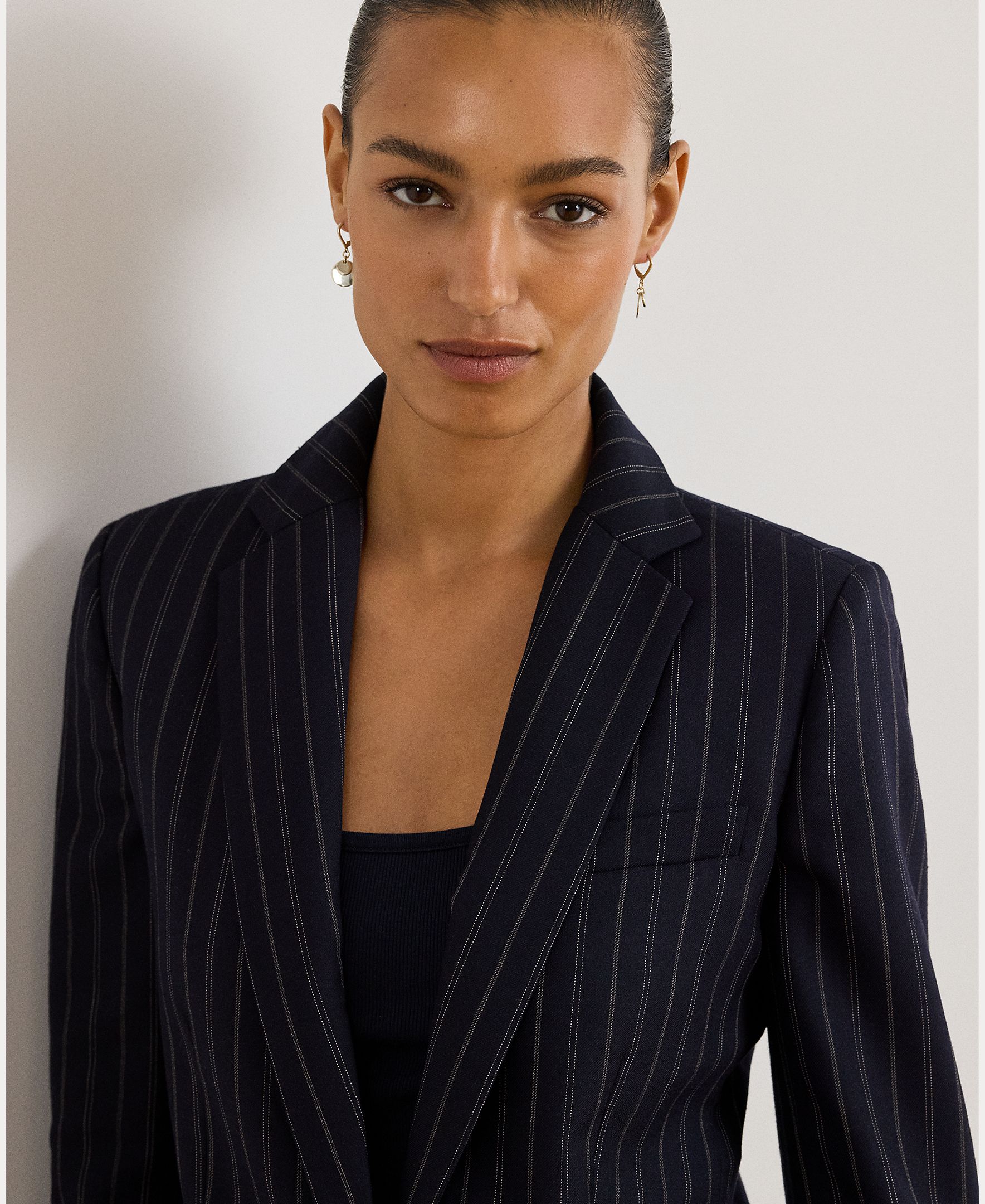 Blazer de Lã Elástica Azul-marinho-3