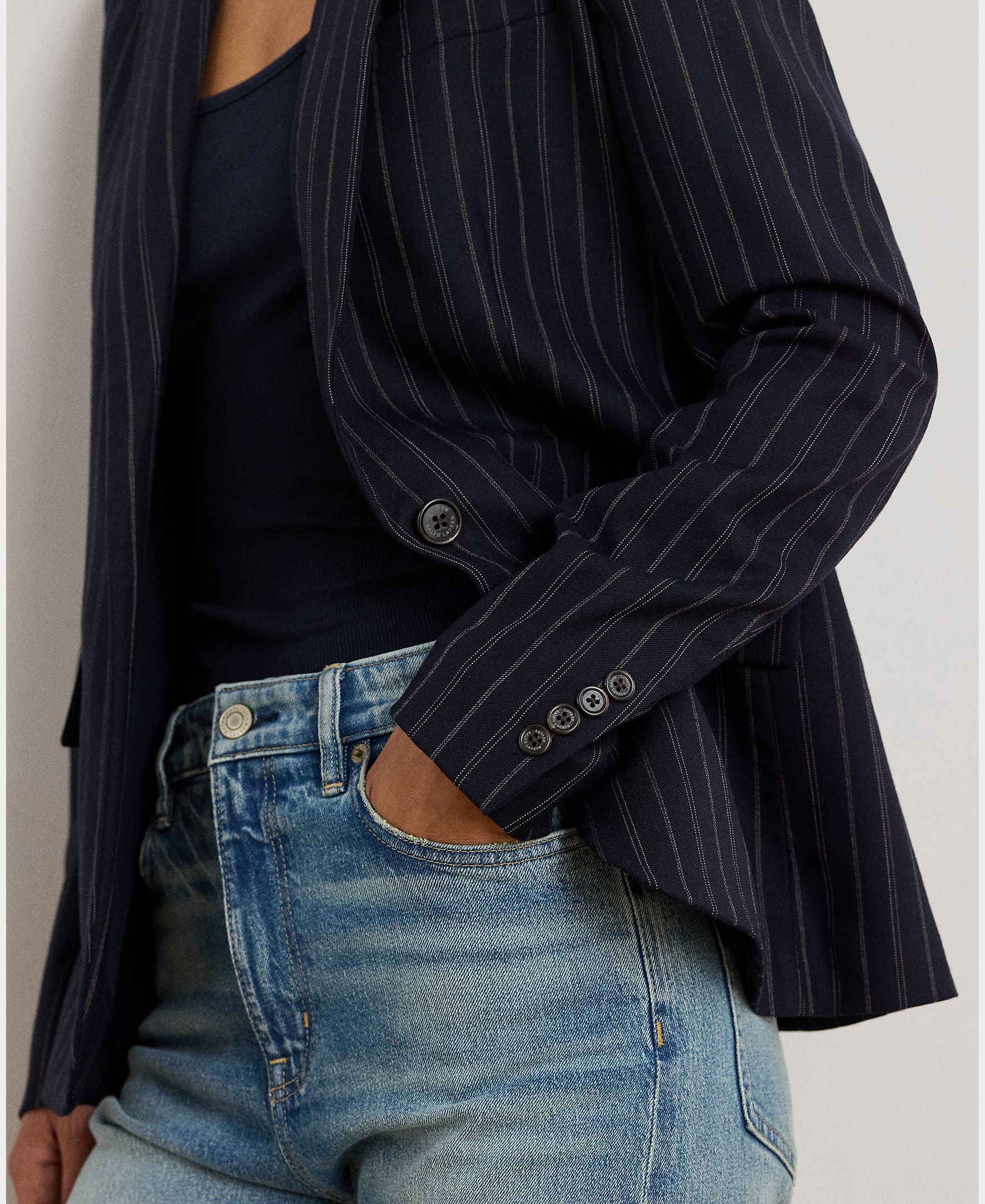 Blazer de Lã Elástica Azul-marinho-4
