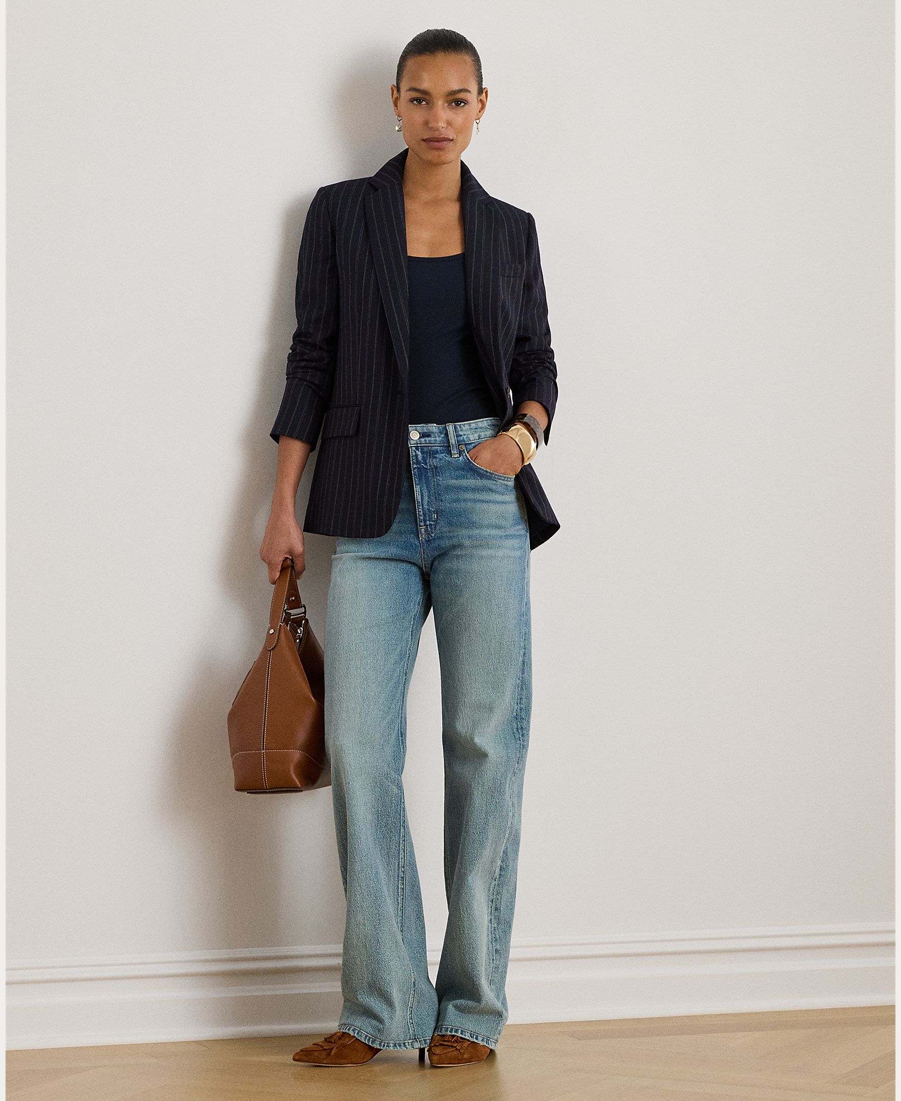 Blazer de Lã Elástica Azul-marinho-6