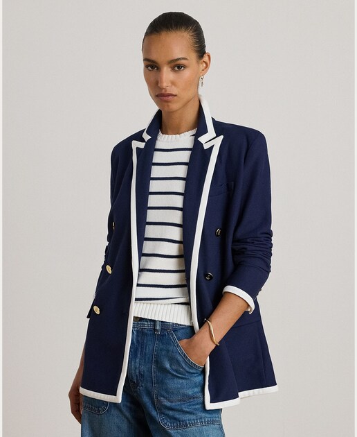 Imagem 0 de Blazer de Algodão com Debruados em Contraste