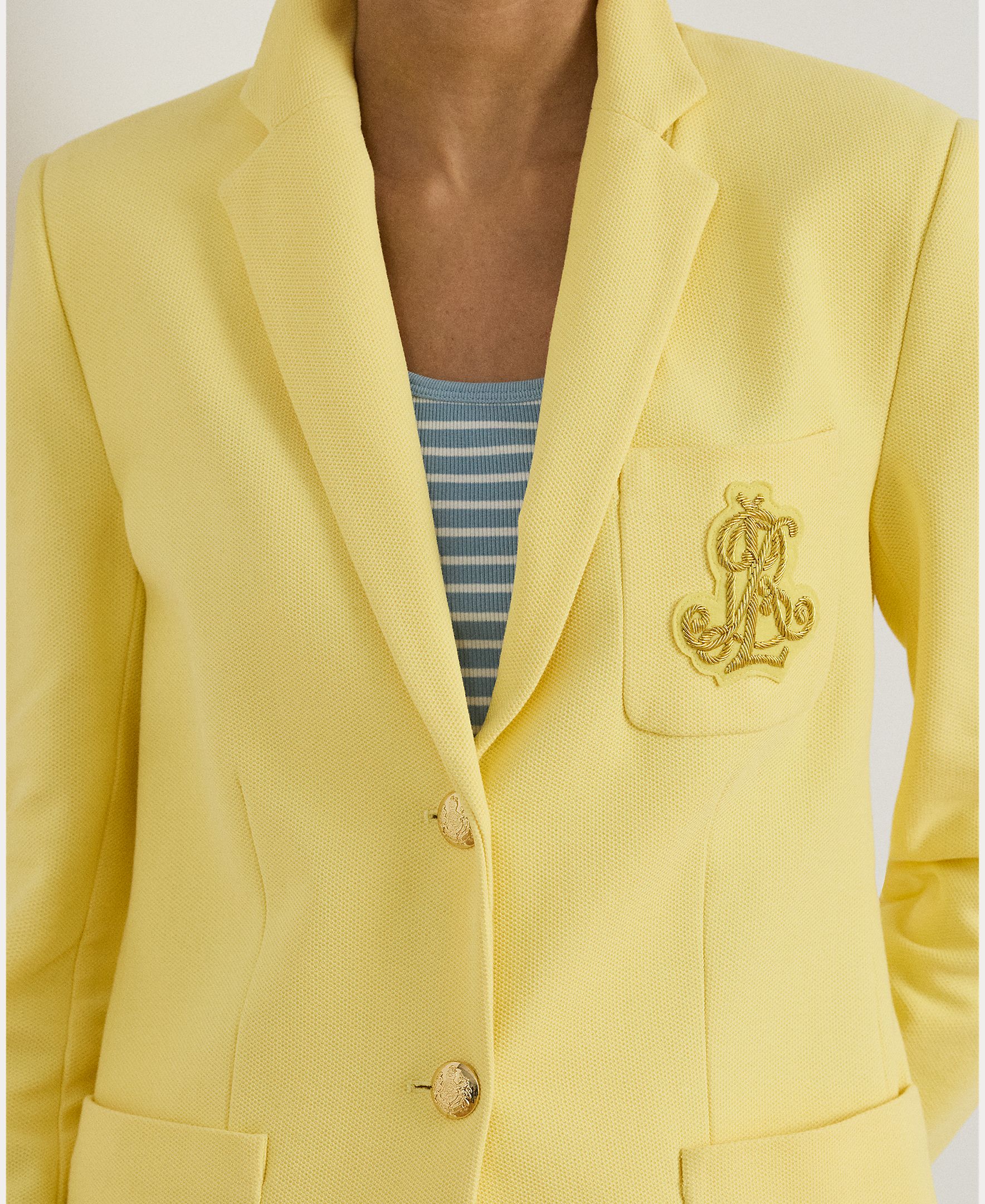 Blazer de Jacquard com Emblema Amarelo-3