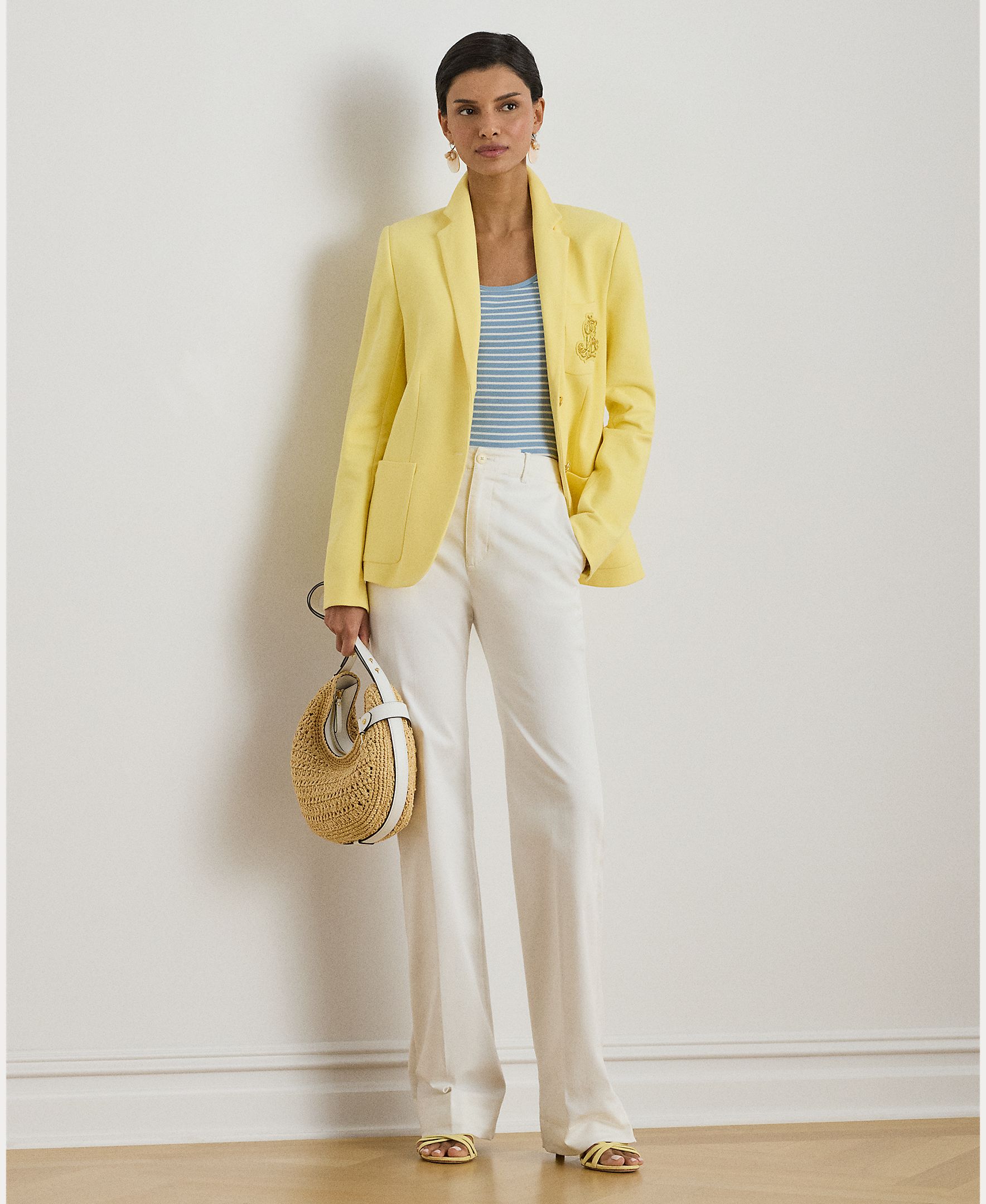 Blazer de Jacquard com Emblema Amarelo-6
