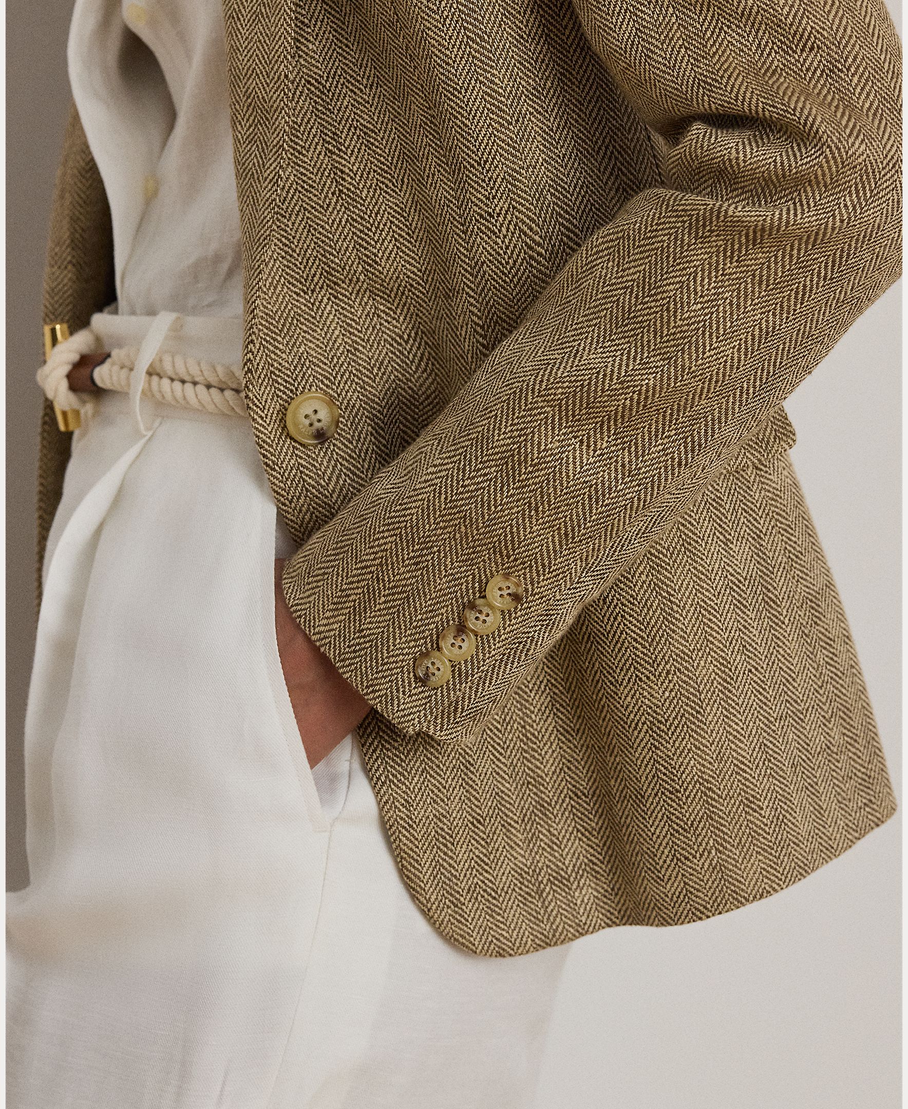 Blazer de Linho com Abotoadura Simples Natural-4
