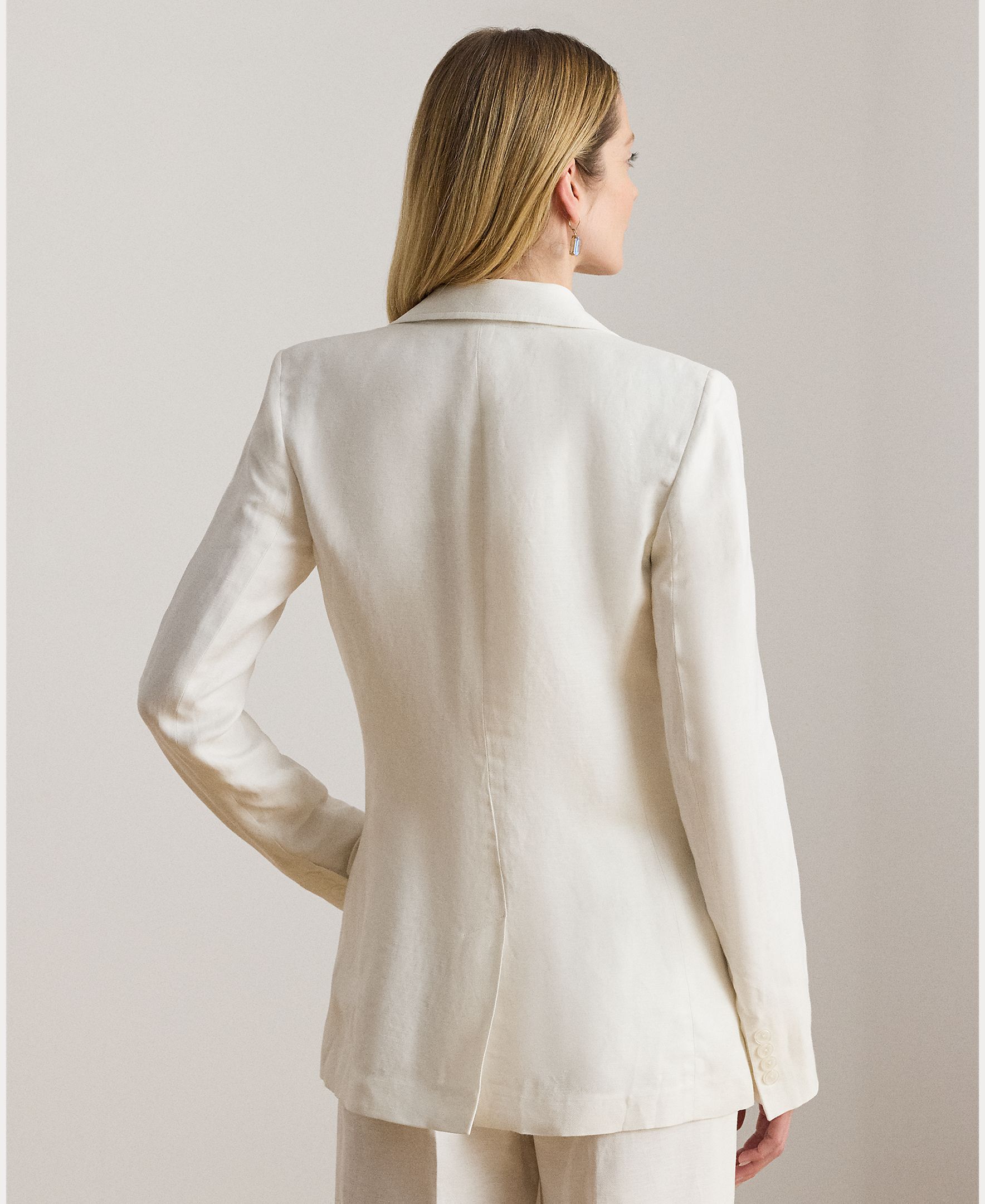 Blazer de Sarja em Mistura de Linho Branco-2