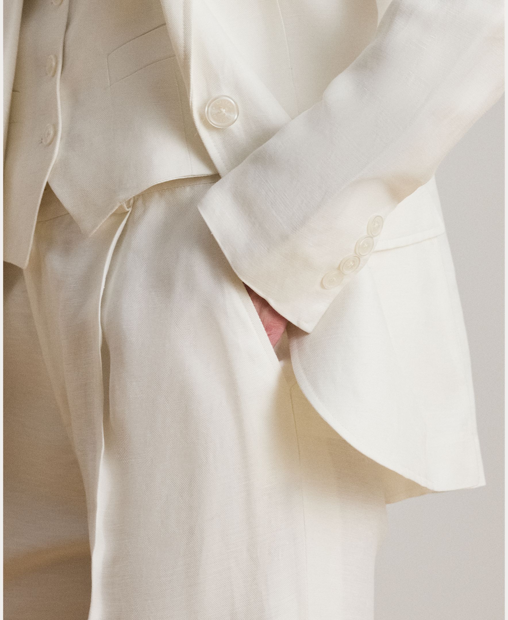 Blazer de Sarja em Mistura de Linho Branco-4