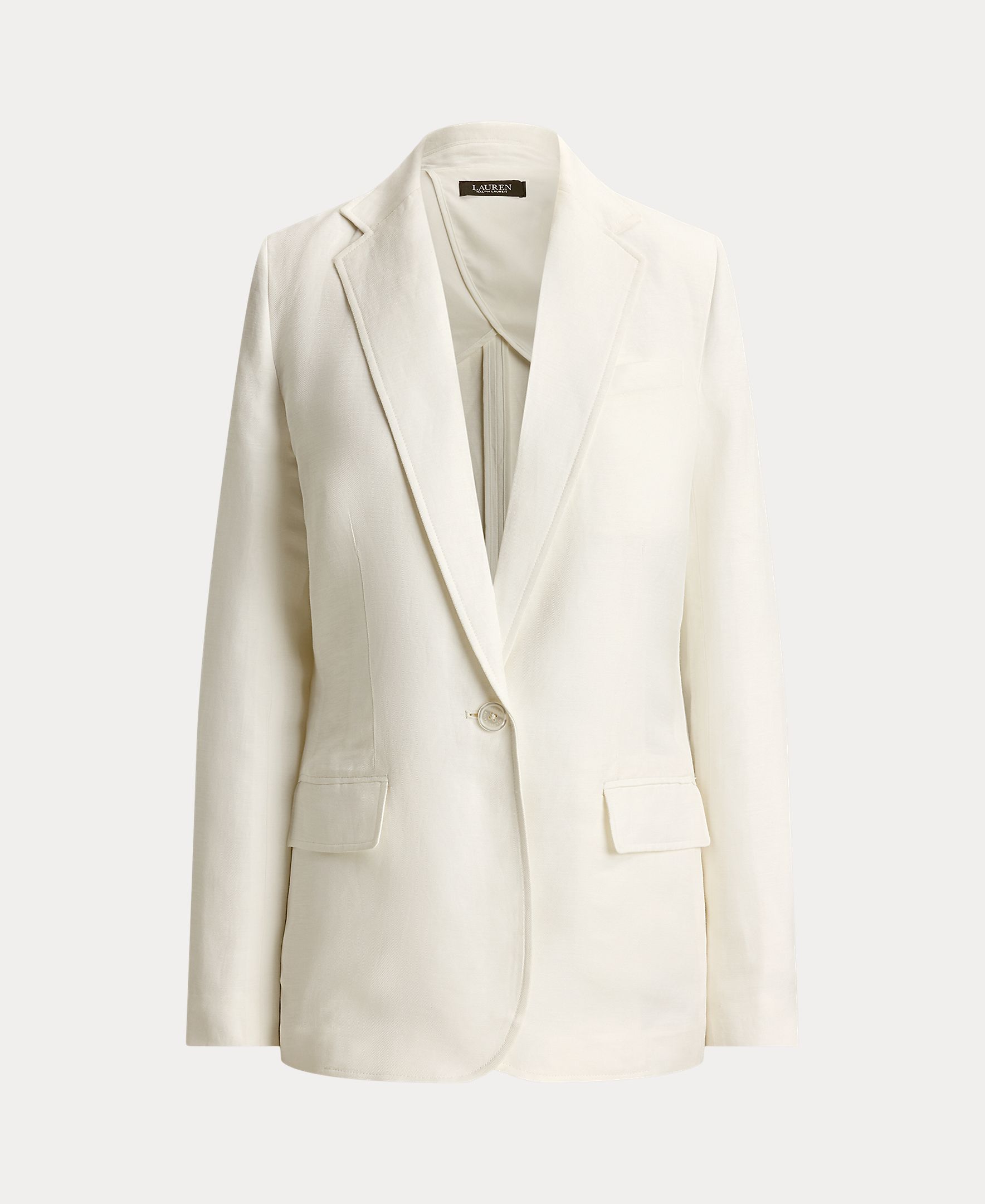 Blazer de Sarja em Mistura de Linho Branco-5