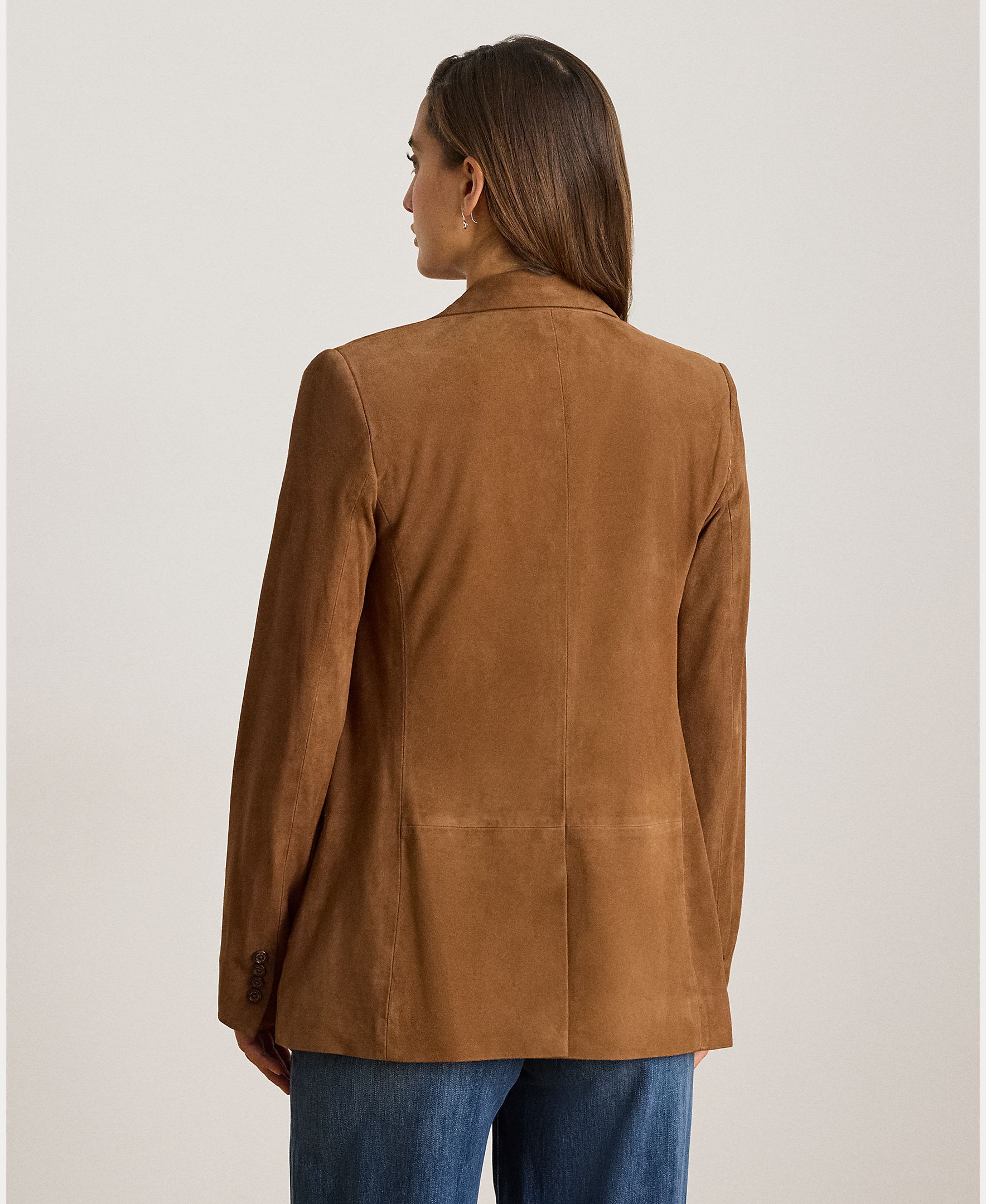Blazer de Camurça com Abotoadura Simples Castanho-4