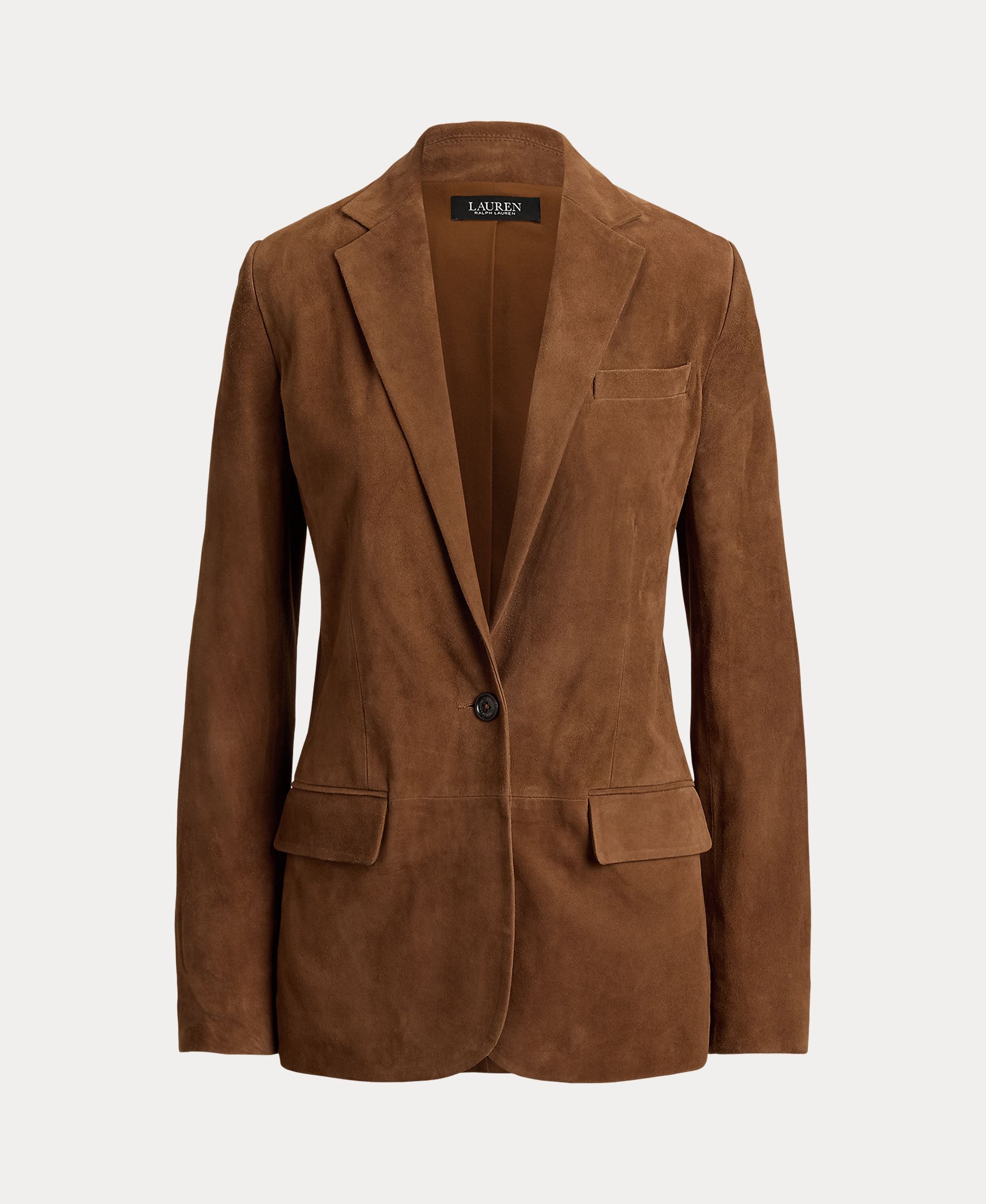 Blazer de Camurça com Abotoadura Simples Castanho-7